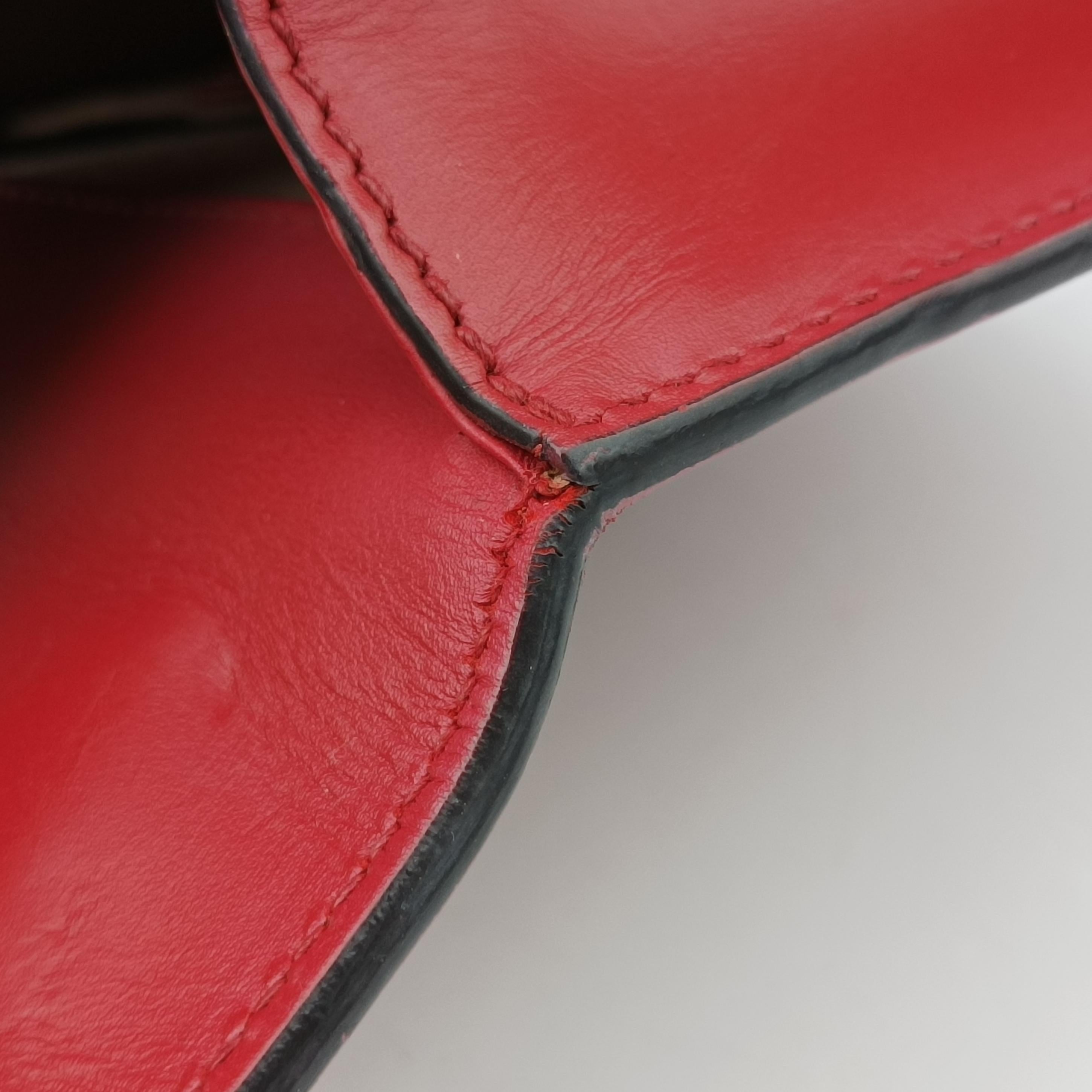 Pre-owned Gucci Sylvie Red×Navy Leather 431666 shoulderbag | stylenewstar