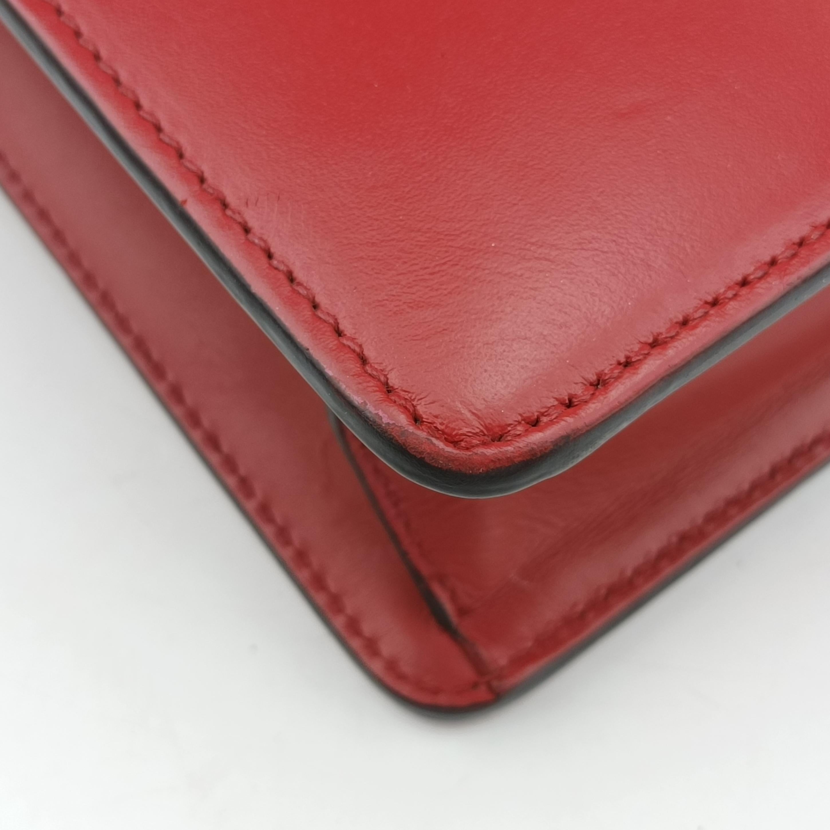 Pre-owned Gucci Sylvie Red×Navy Leather 431666 shoulderbag | stylenewstar