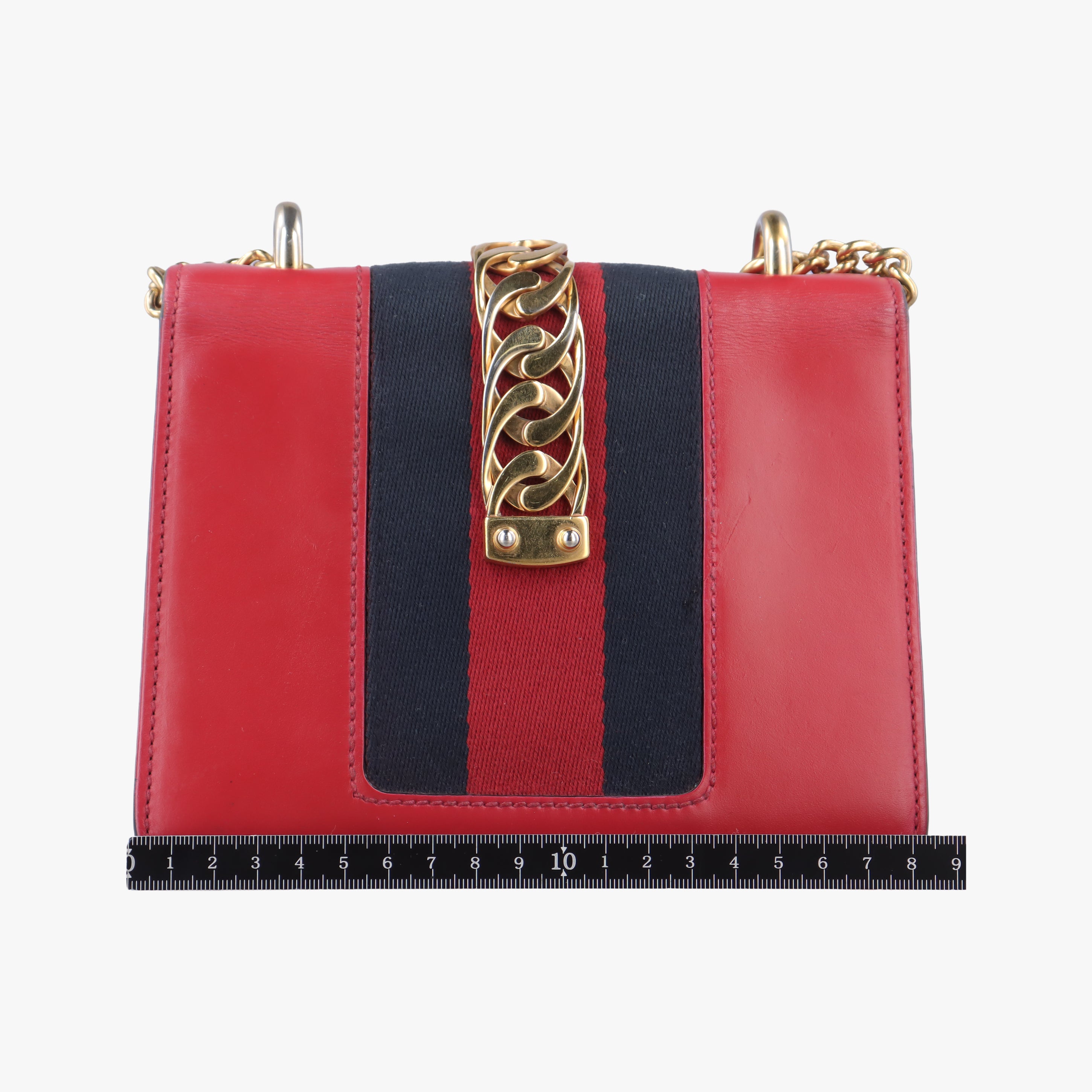 Pre-owned Gucci Sylvie Red×Navy Leather 431666 shoulderbag | stylenewstar