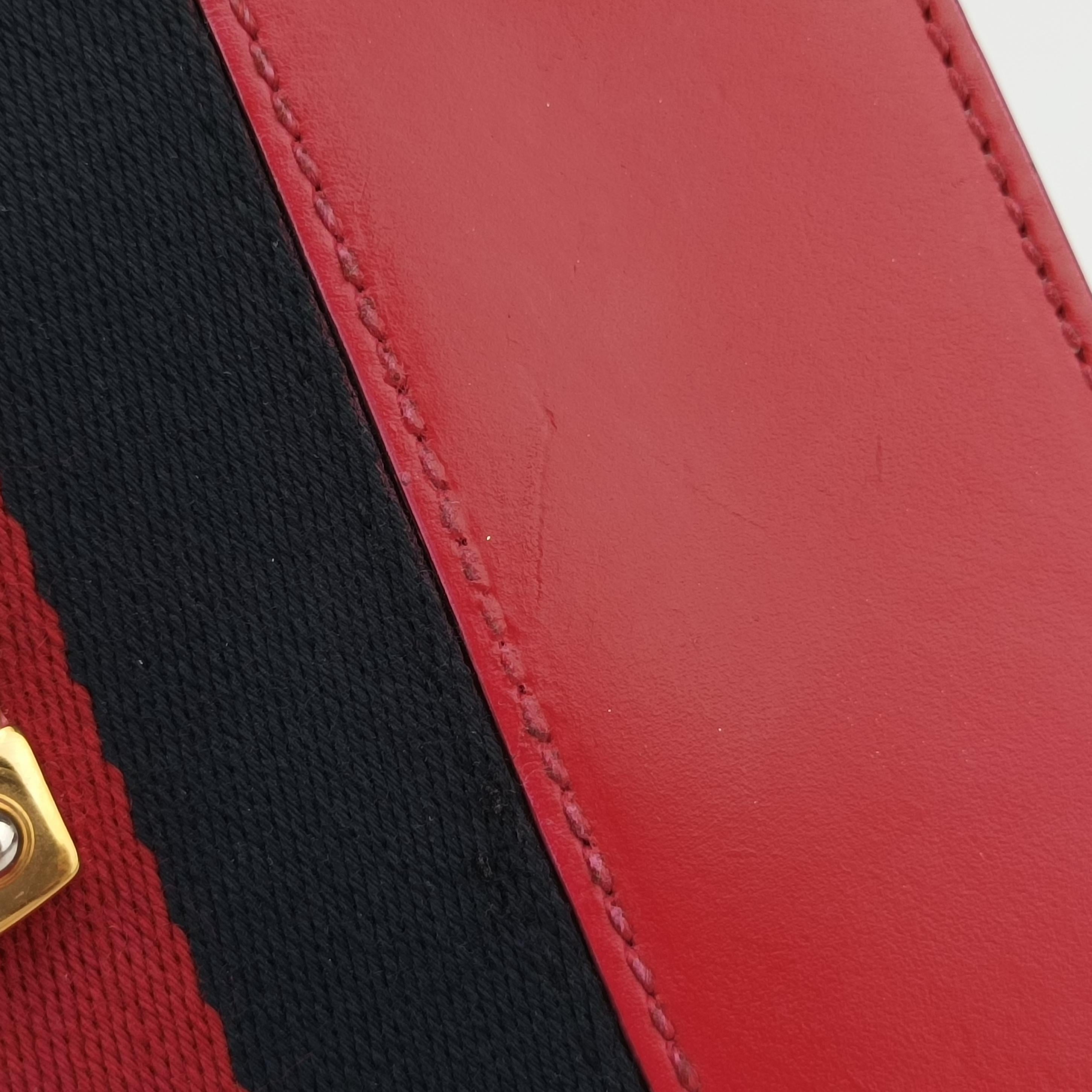 Pre-owned Gucci Sylvie Red×Navy Leather 431666 shoulderbag | stylenewstar