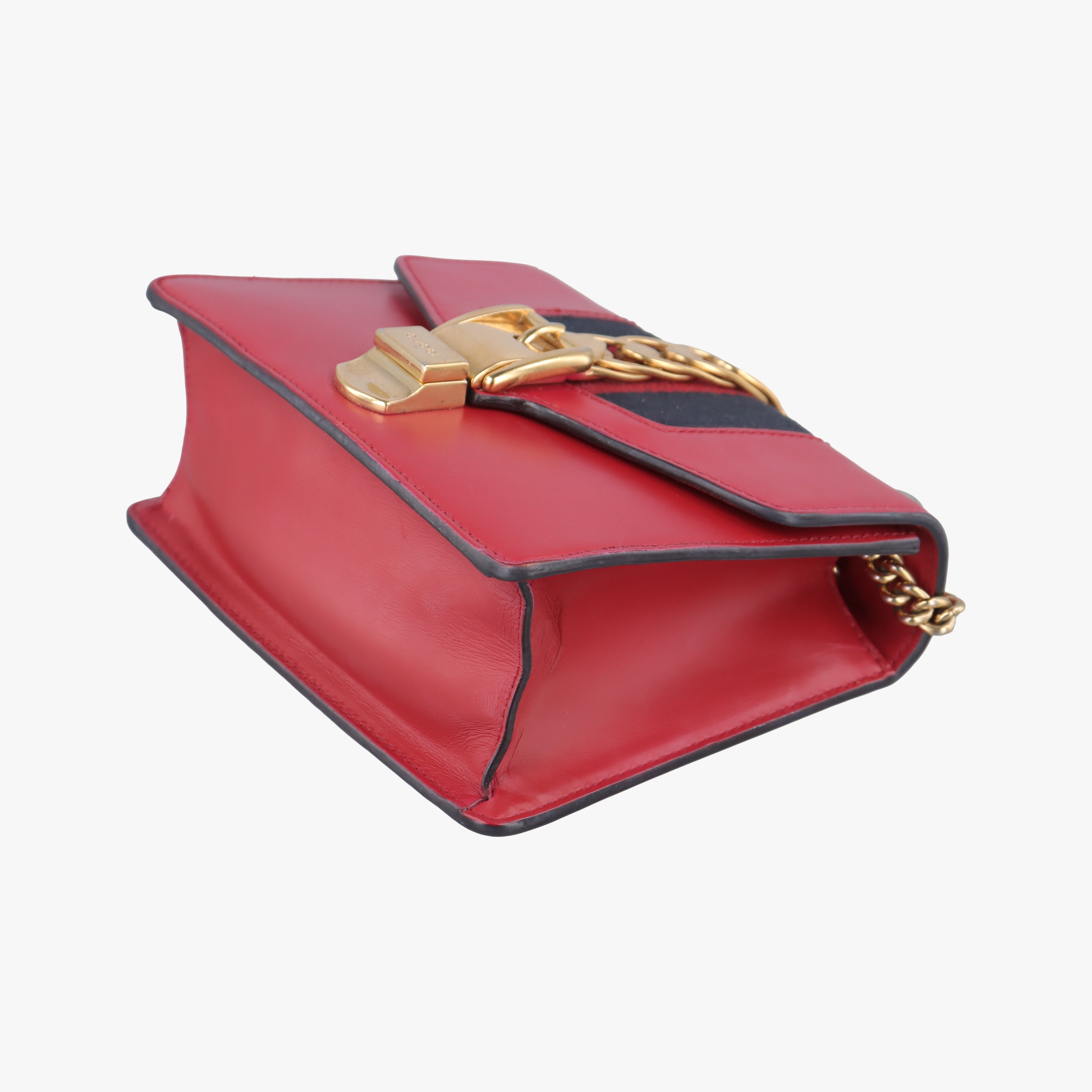 Pre-owned Gucci Sylvie Red×Navy Leather 431666 shoulderbag | stylenewstar