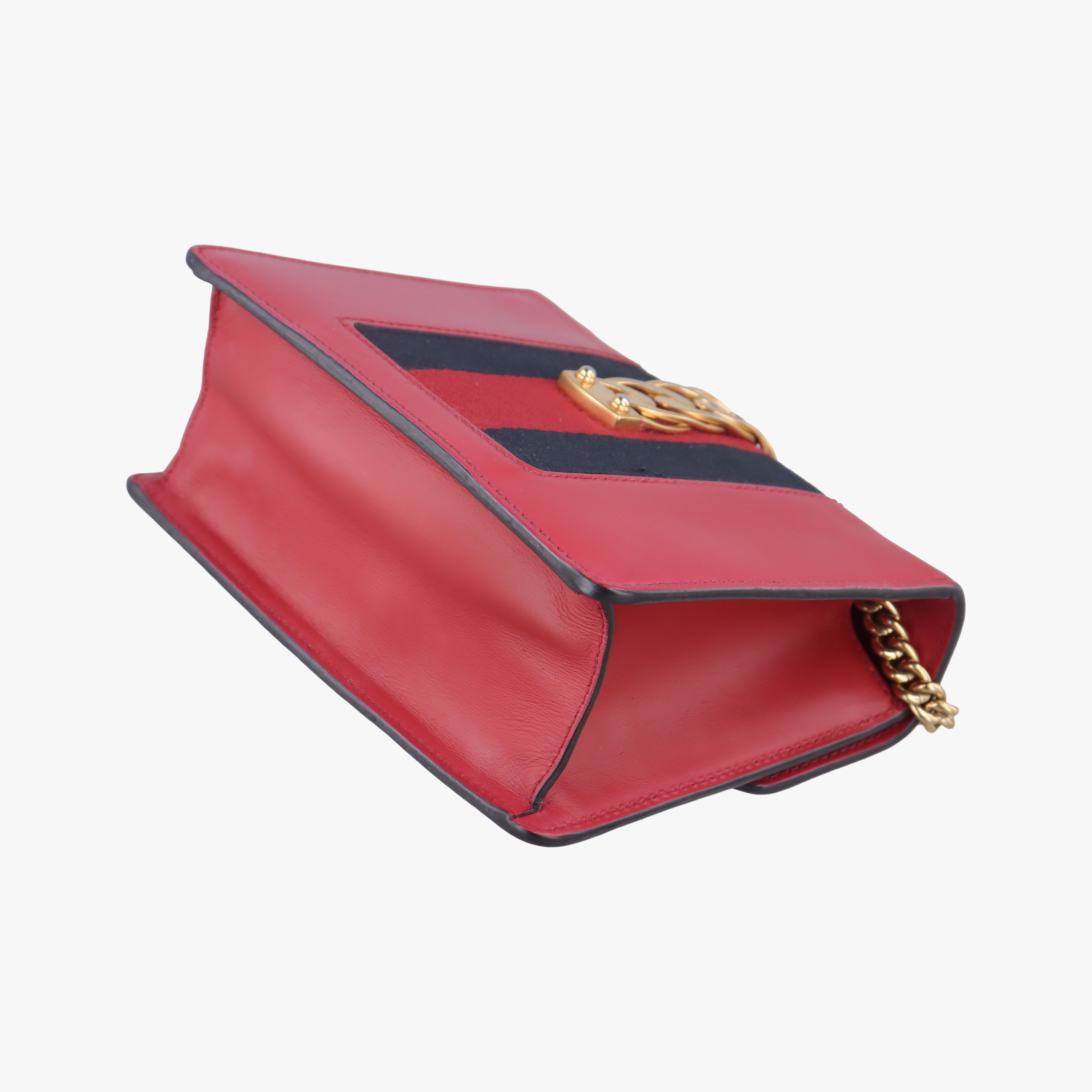 Pre-owned Gucci Sylvie Red×Navy Leather 431666 shoulderbag | stylenewstar