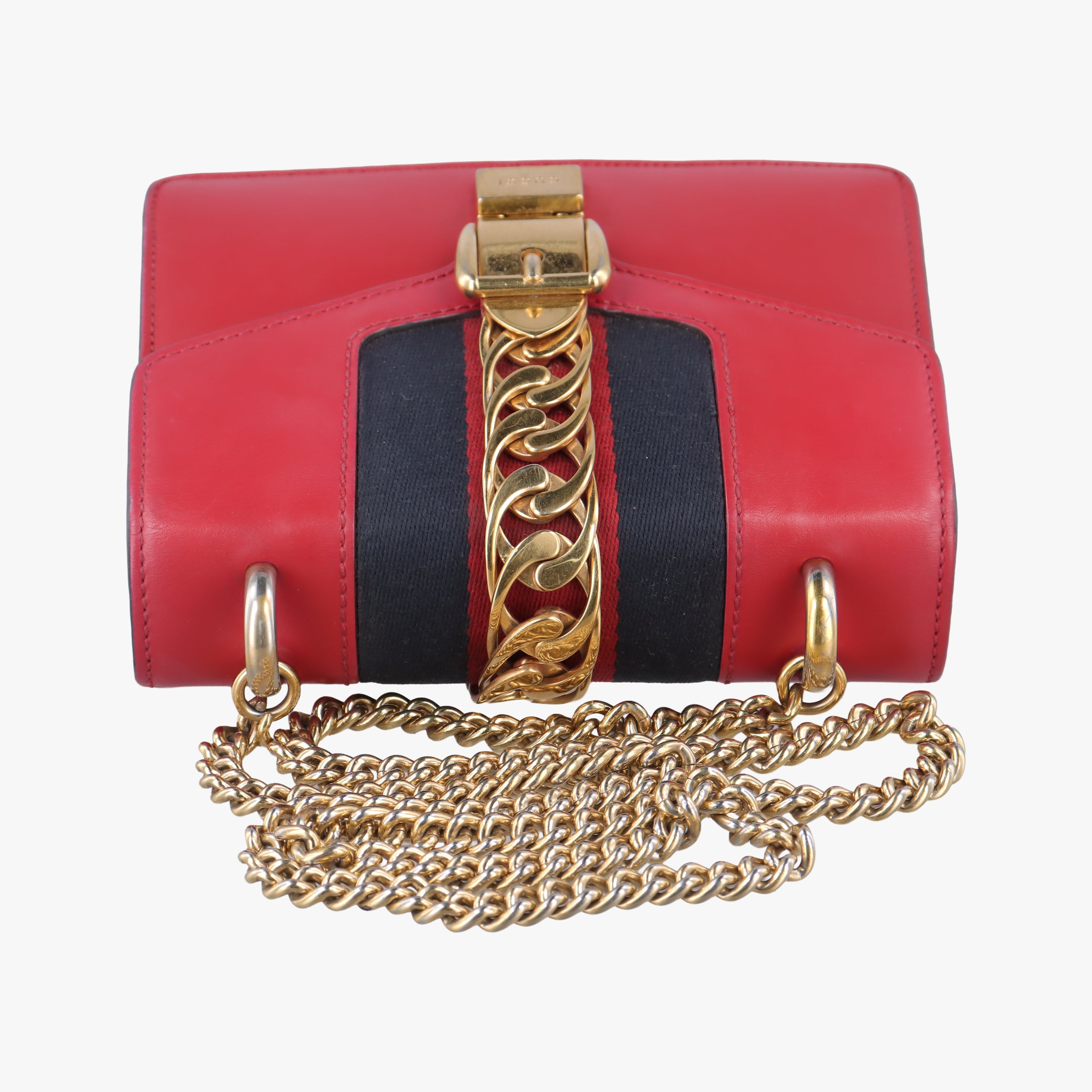 Pre-owned Gucci Sylvie Red×Navy Leather 431666 shoulderbag | stylenewstar