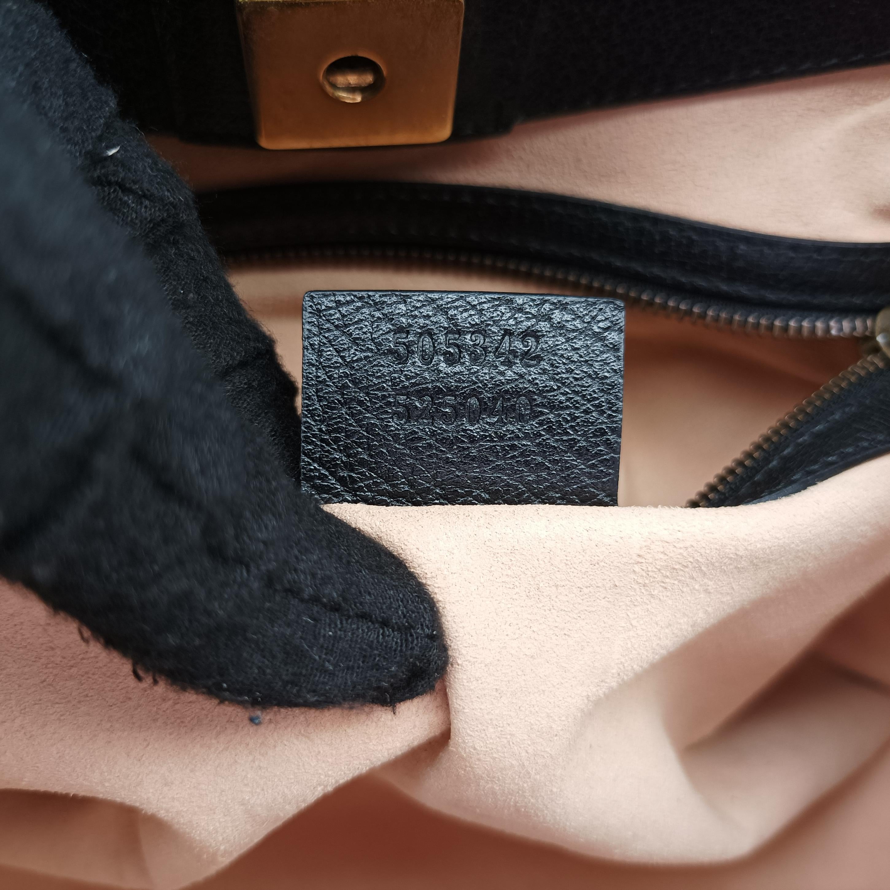 Pre-owned Gucci Crystal Butterfly Linea Totem Black x Green x Red Leather 505342 handbag | stylenewstar