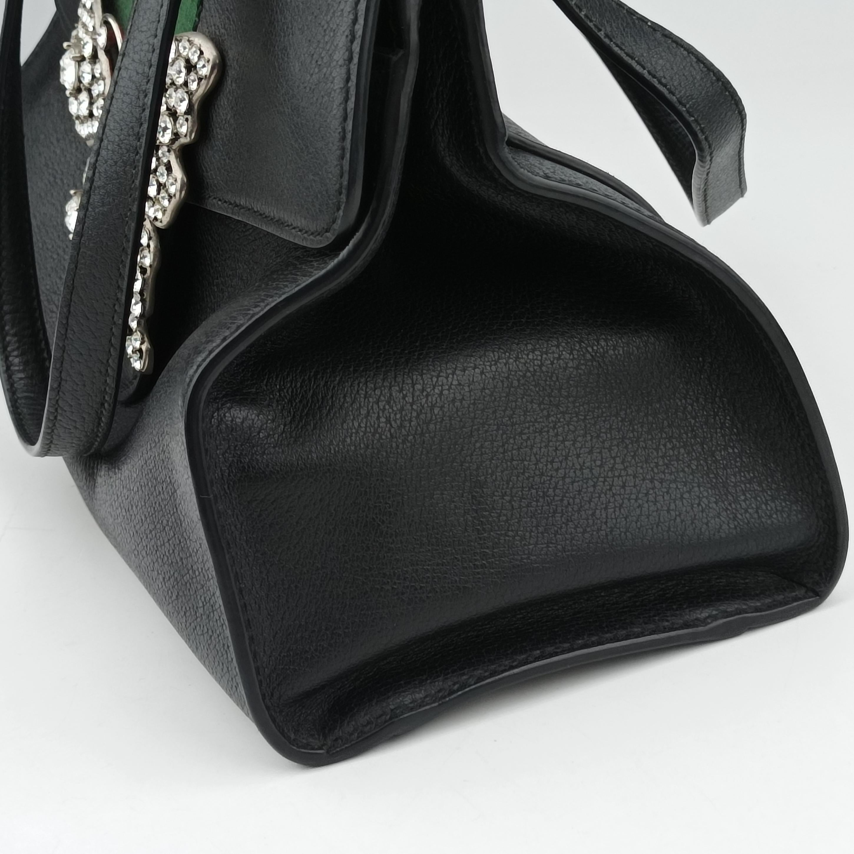 Pre-owned Gucci Crystal Butterfly Linea Totem Black x Green x Red Leather 505342 handbag | stylenewstar