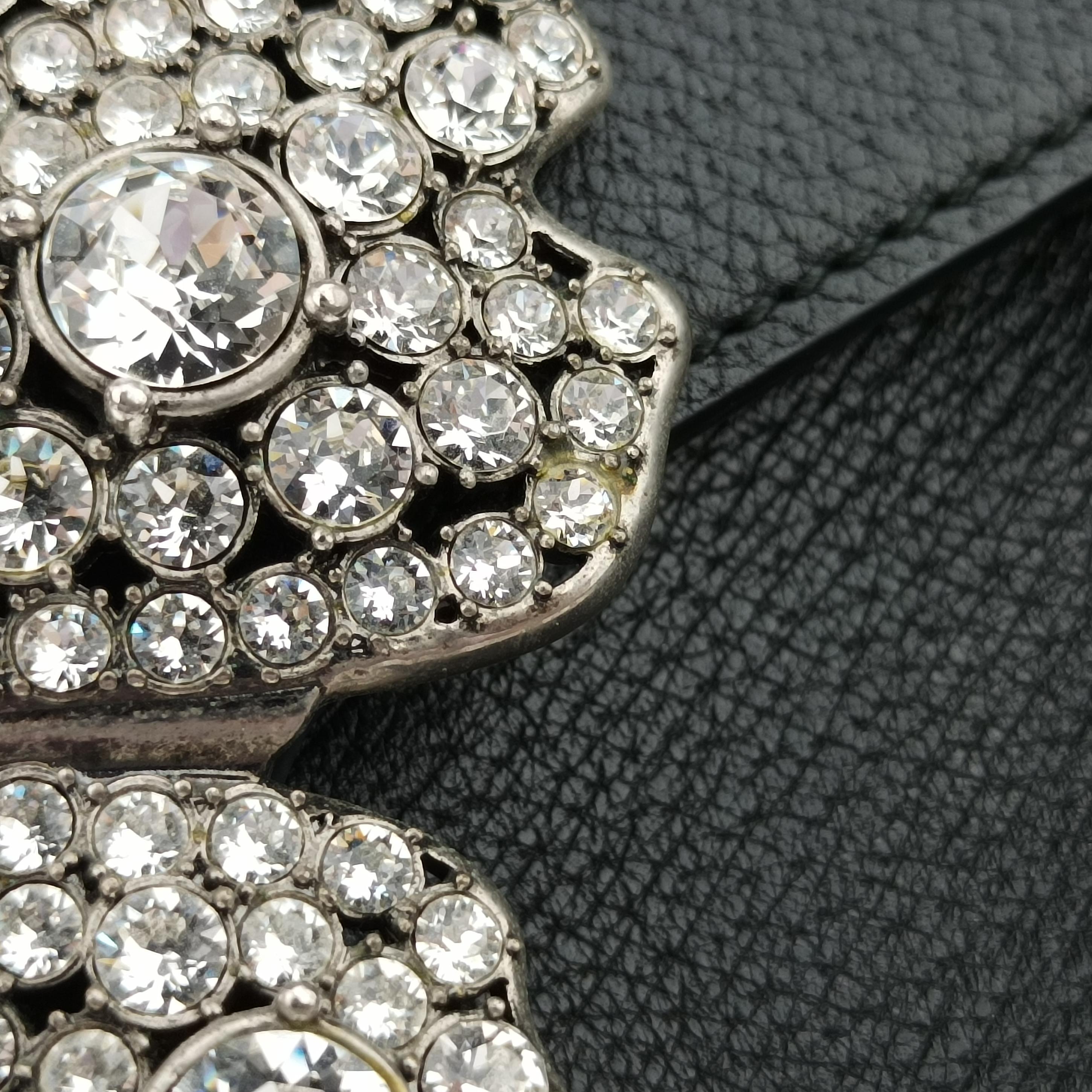 Pre-owned Gucci Crystal Butterfly Linea Totem Black x Green x Red Leather 505342 handbag | stylenewstar