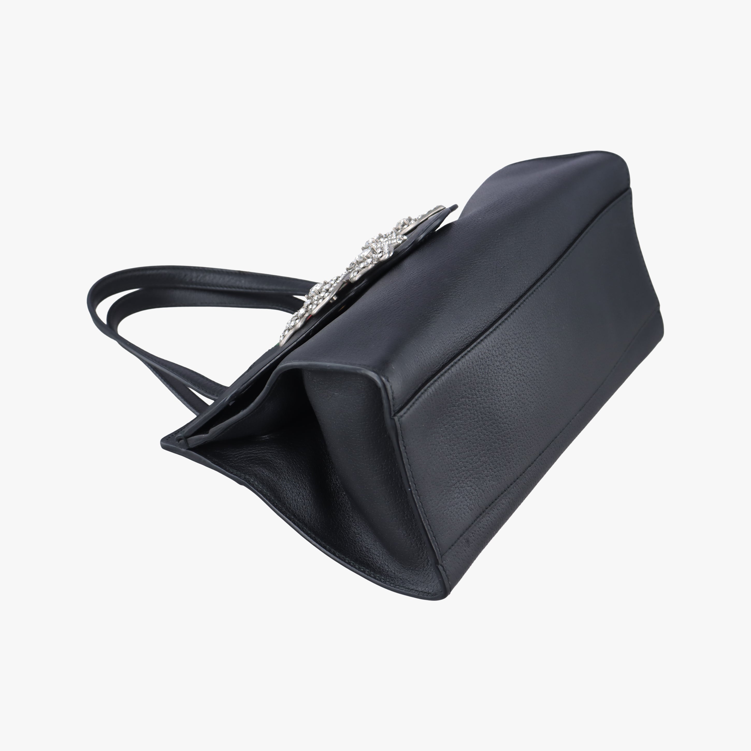 Pre-owned Gucci Crystal Butterfly Linea Totem Black x Green x Red Leather 505342 handbag | stylenewstar