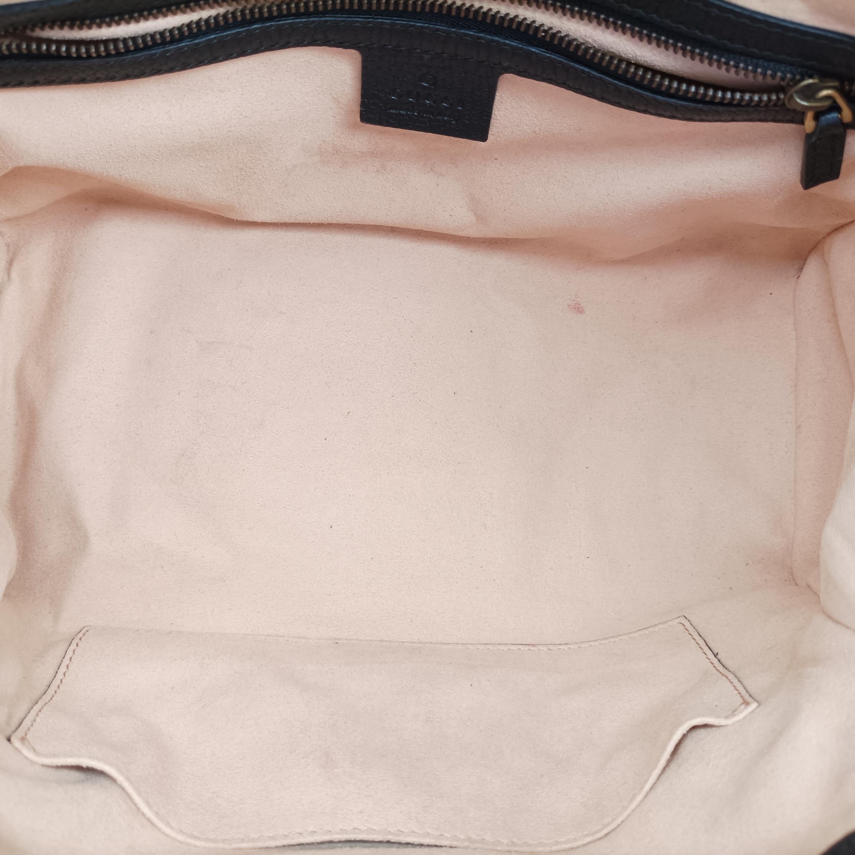 Pre-owned Gucci Crystal Butterfly Linea Totem Black x Green x Red Leather 505342 handbag | stylenewstar