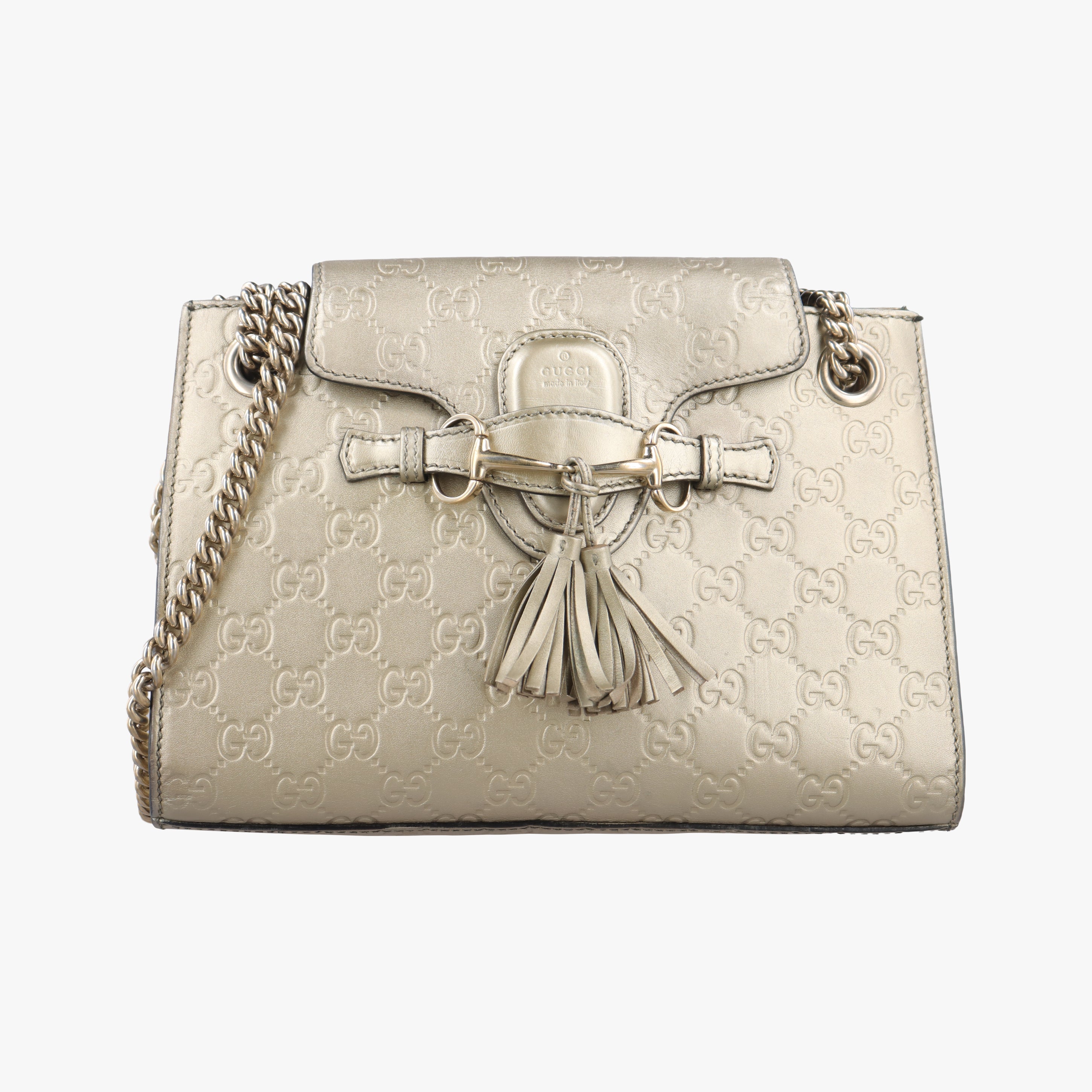 Pre-owned Gucci Emily Golden Leather 369621 shoulderbag | stylenewstar