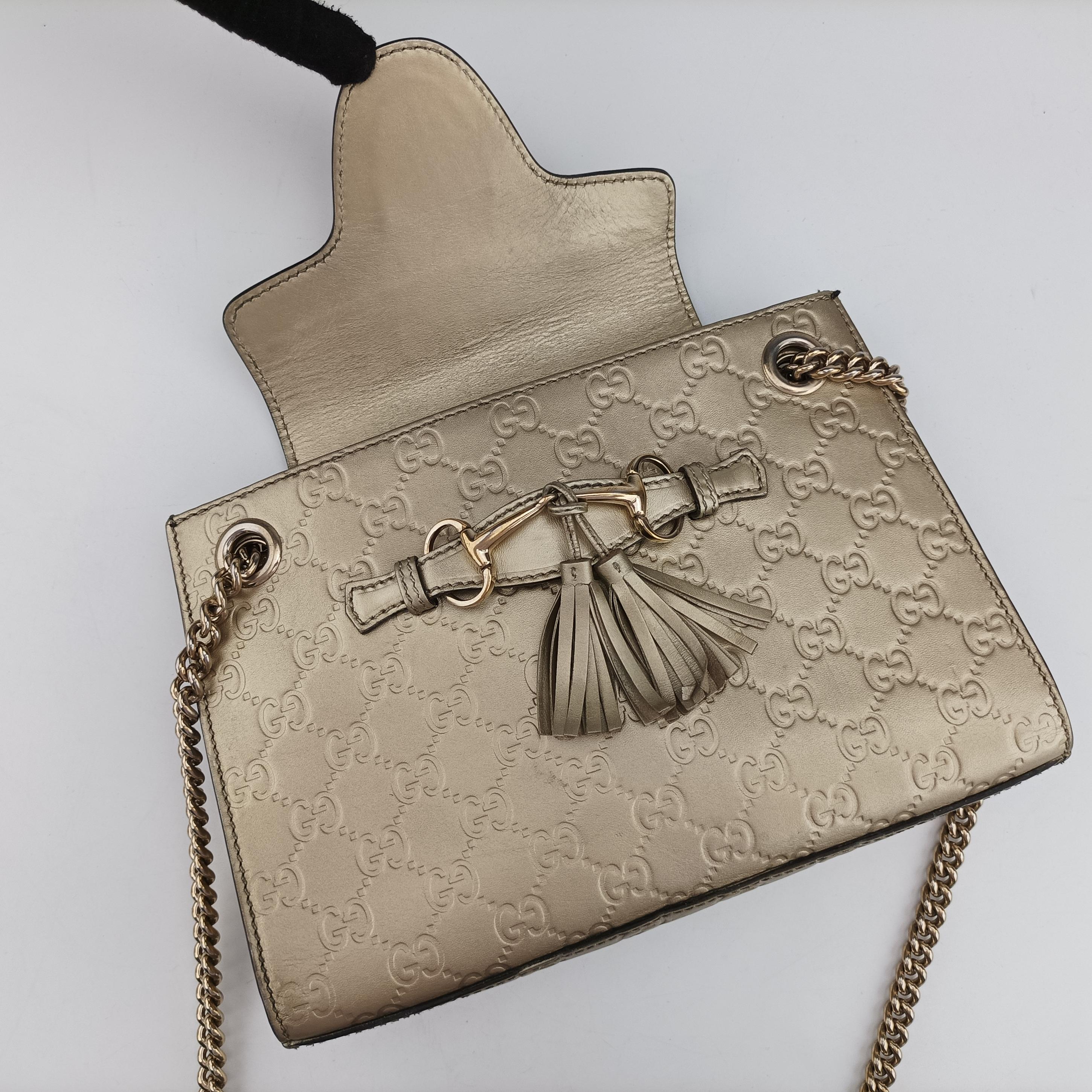 Pre-owned Gucci Emily Golden Leather 369621 shoulderbag | stylenewstar
