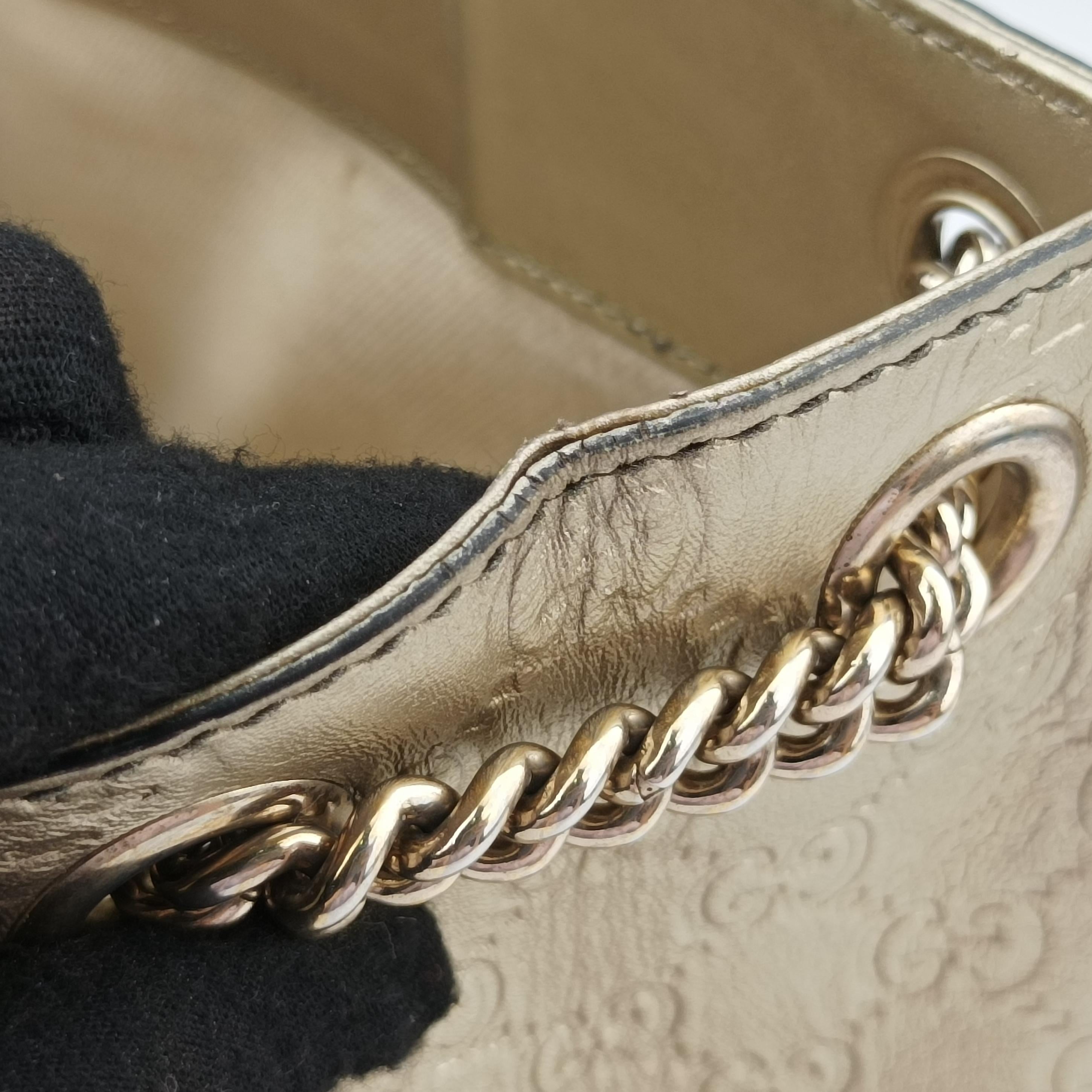 Pre-owned Gucci Emily Golden Leather 369621 shoulderbag | stylenewstar