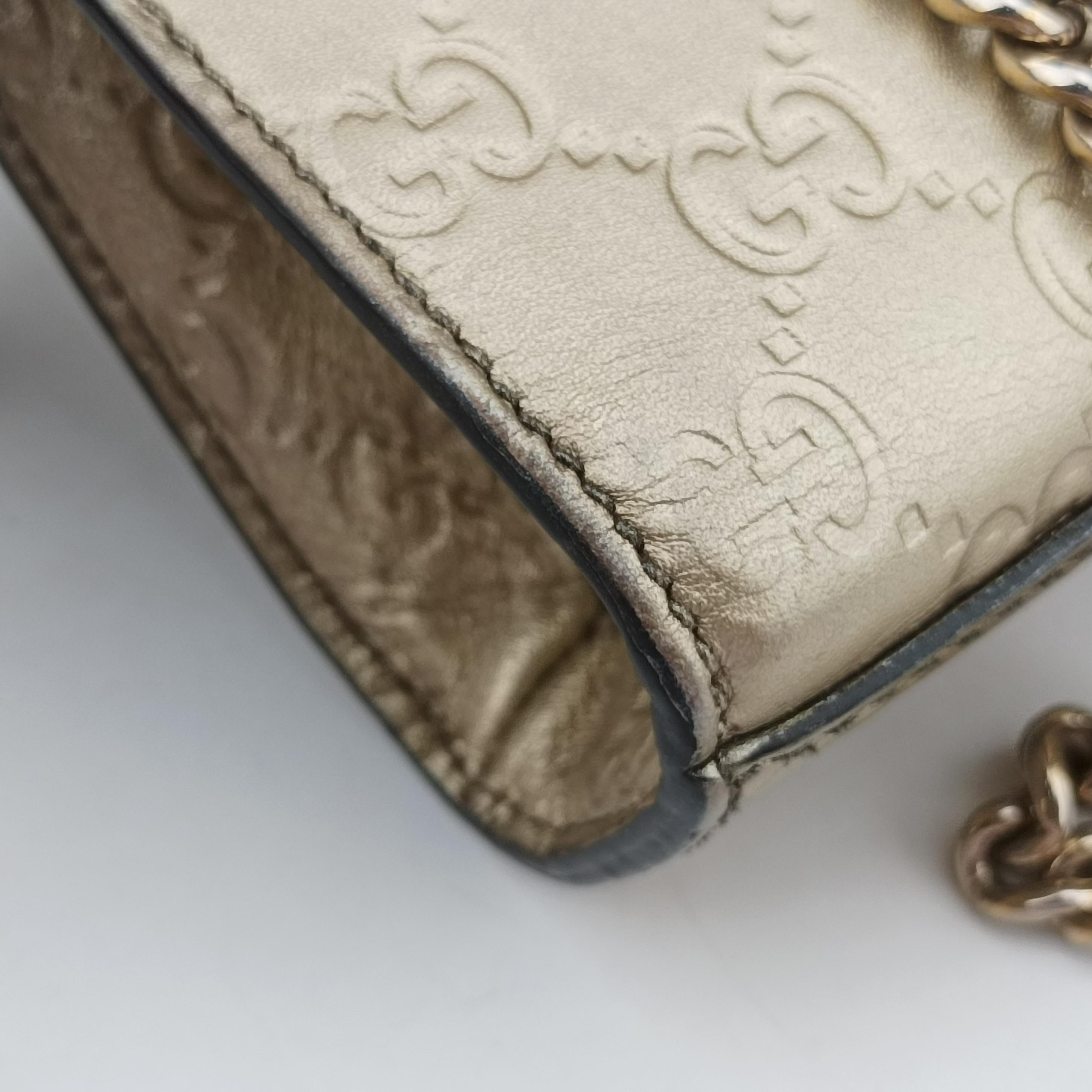 Pre-owned Gucci Emily Golden Leather 369621 shoulderbag | stylenewstar