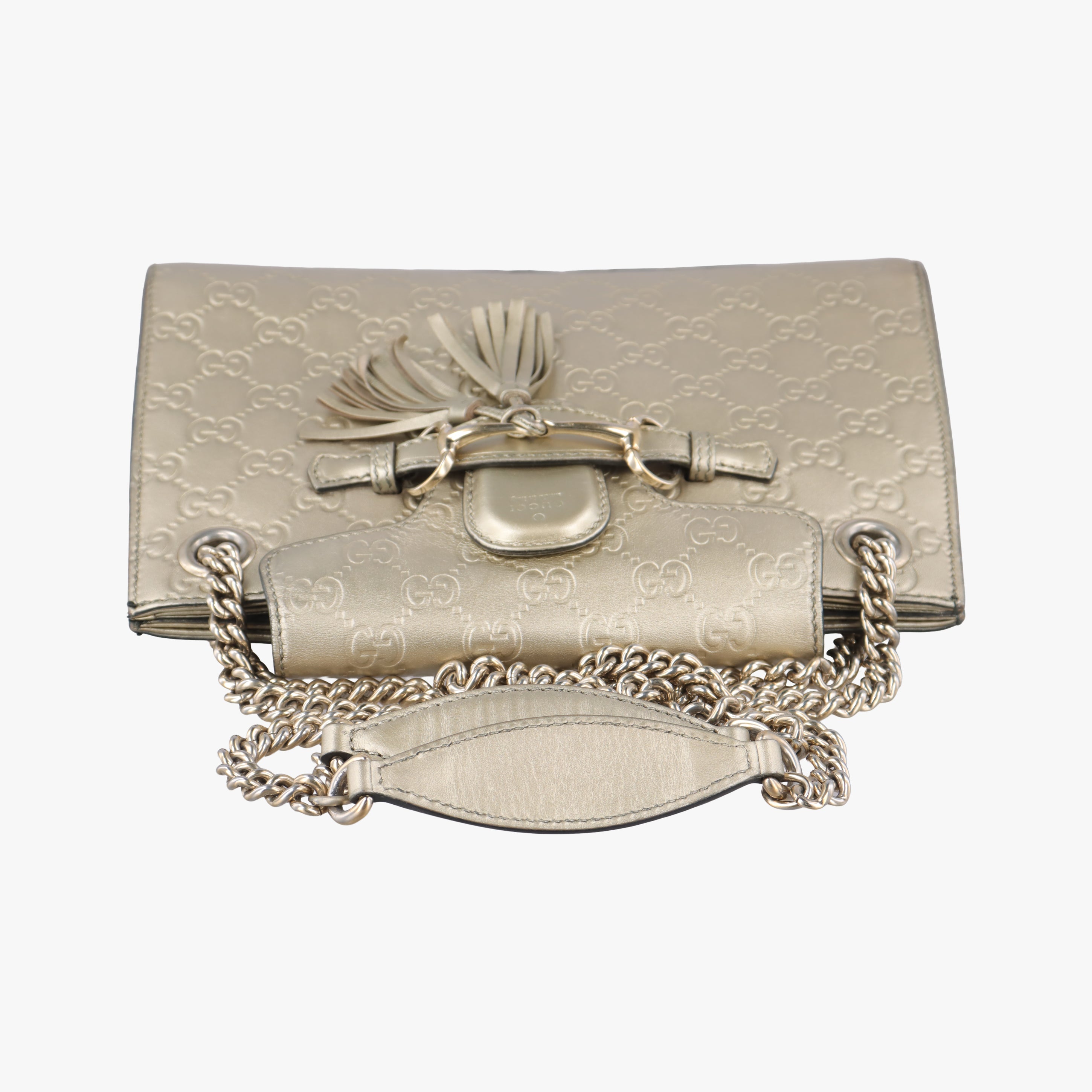 Pre-owned Gucci Emily Golden Leather 369621 shoulderbag | stylenewstar