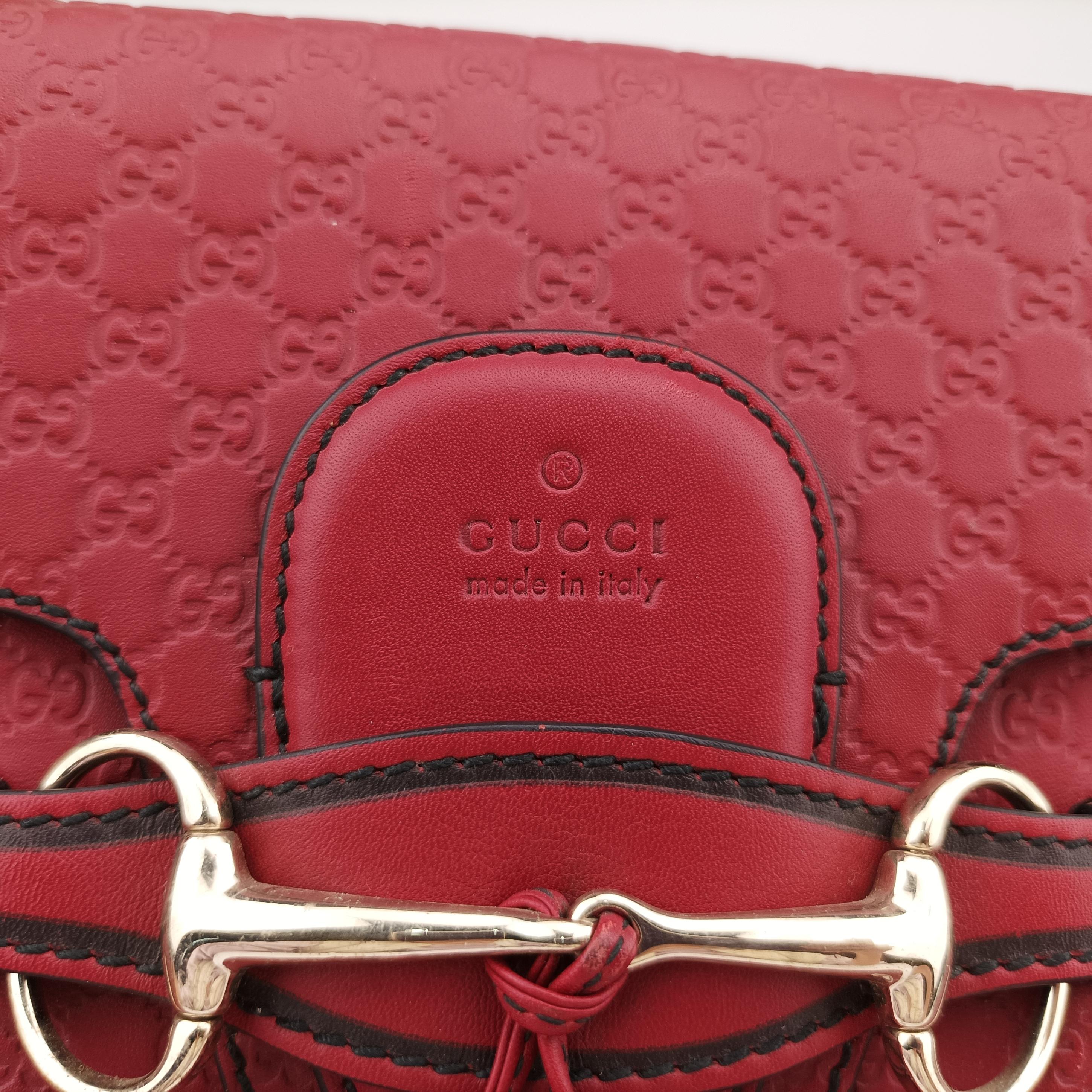 Pre-owned Gucci Emily Red Leather 449635 shoulderbag | stylenewstar