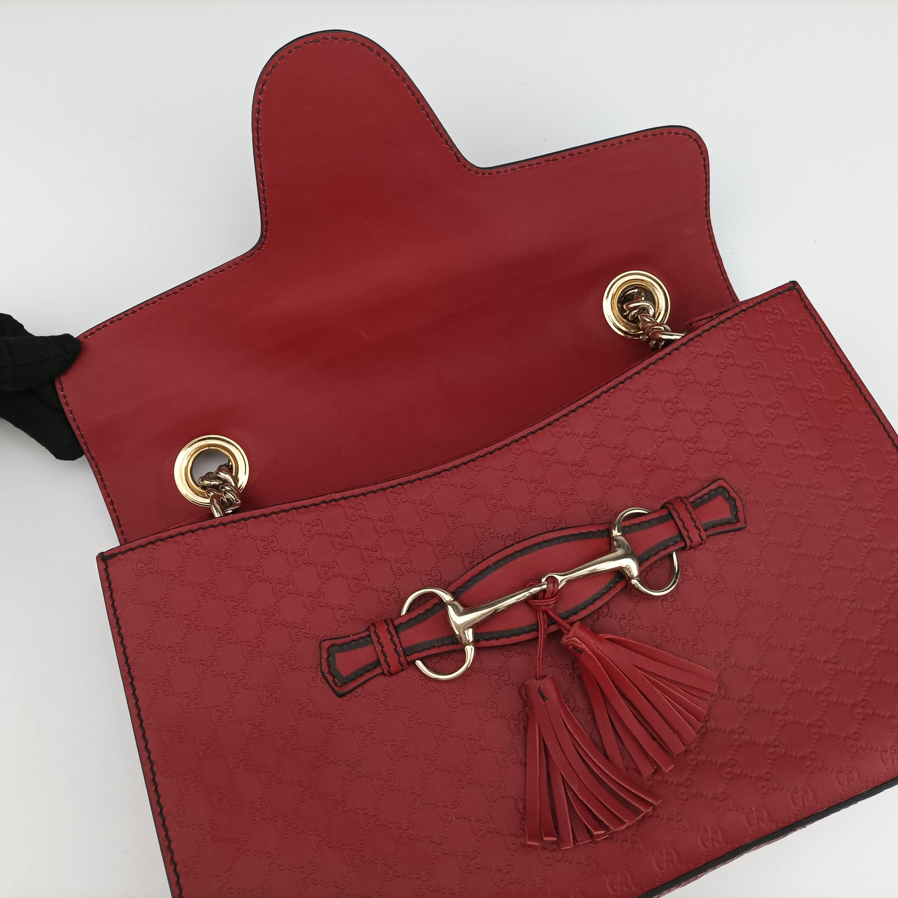 Pre-owned Gucci Emily Red Leather 449635 shoulderbag | stylenewstar