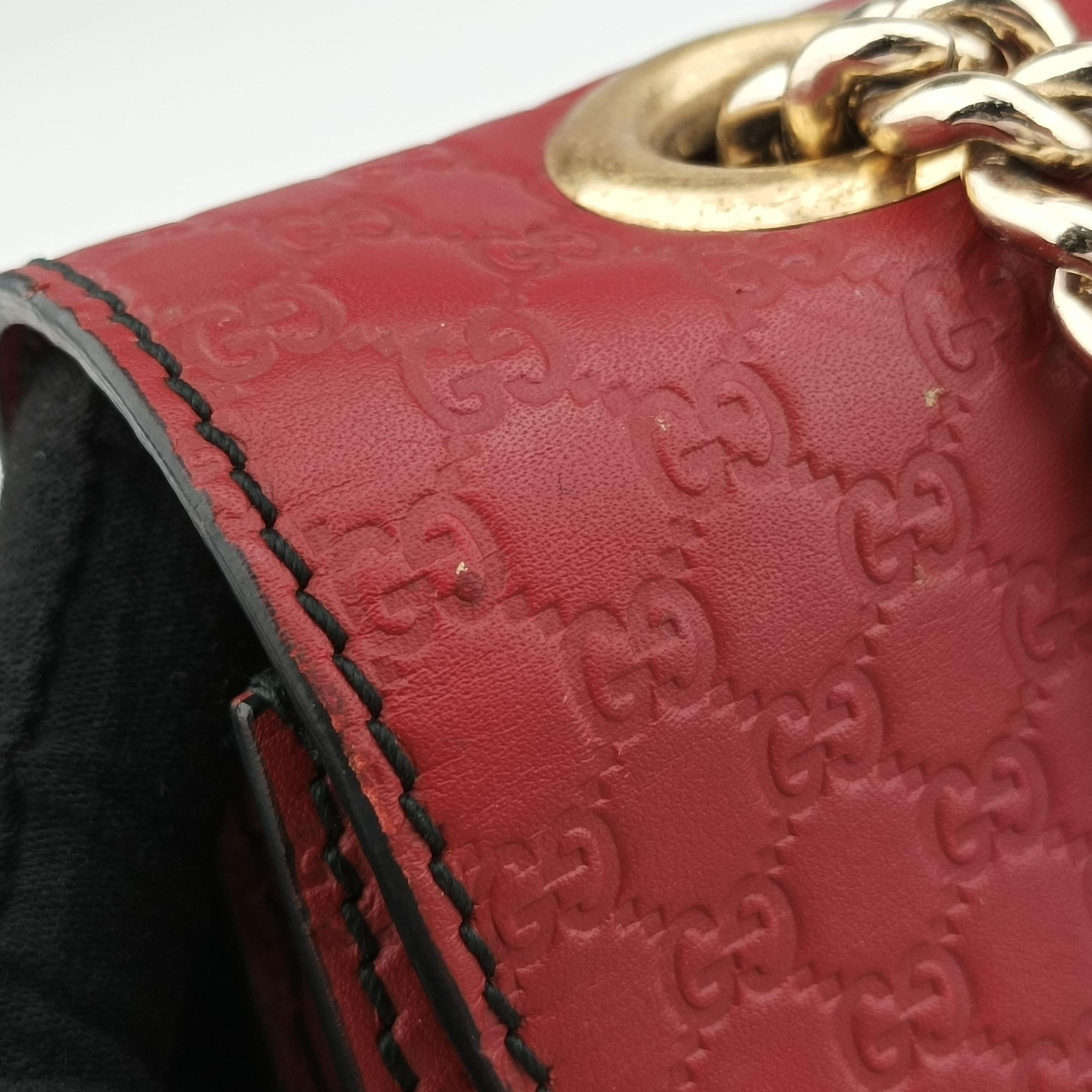 Pre-owned Gucci Emily Red Leather 449635 shoulderbag | stylenewstar