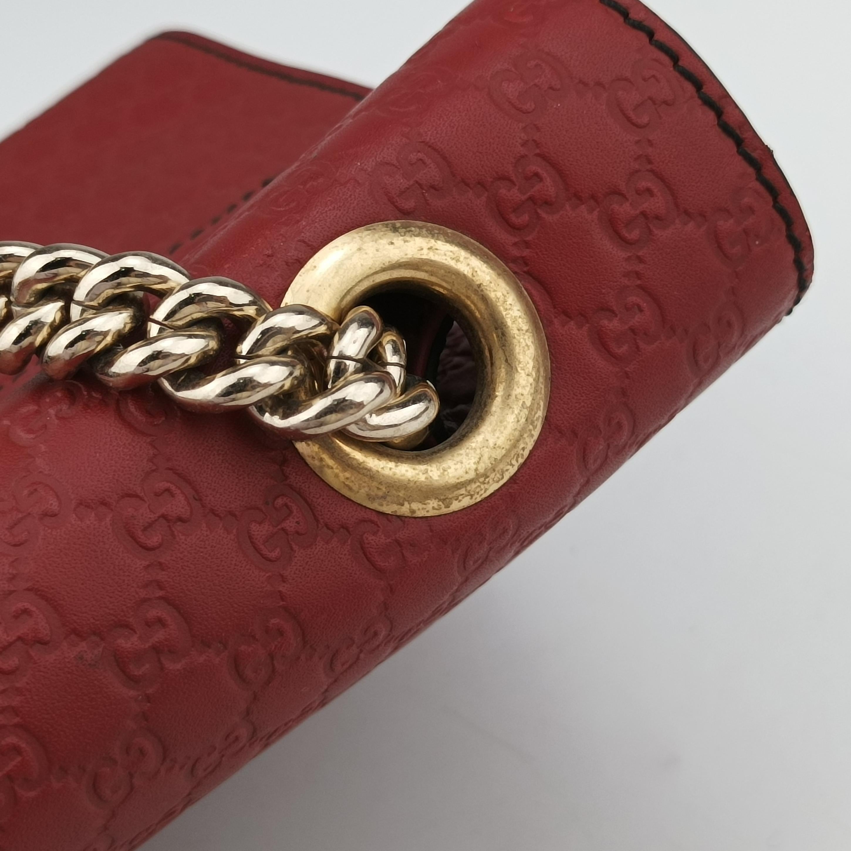 Pre-owned Gucci Emily Red Leather 449635 shoulderbag | stylenewstar