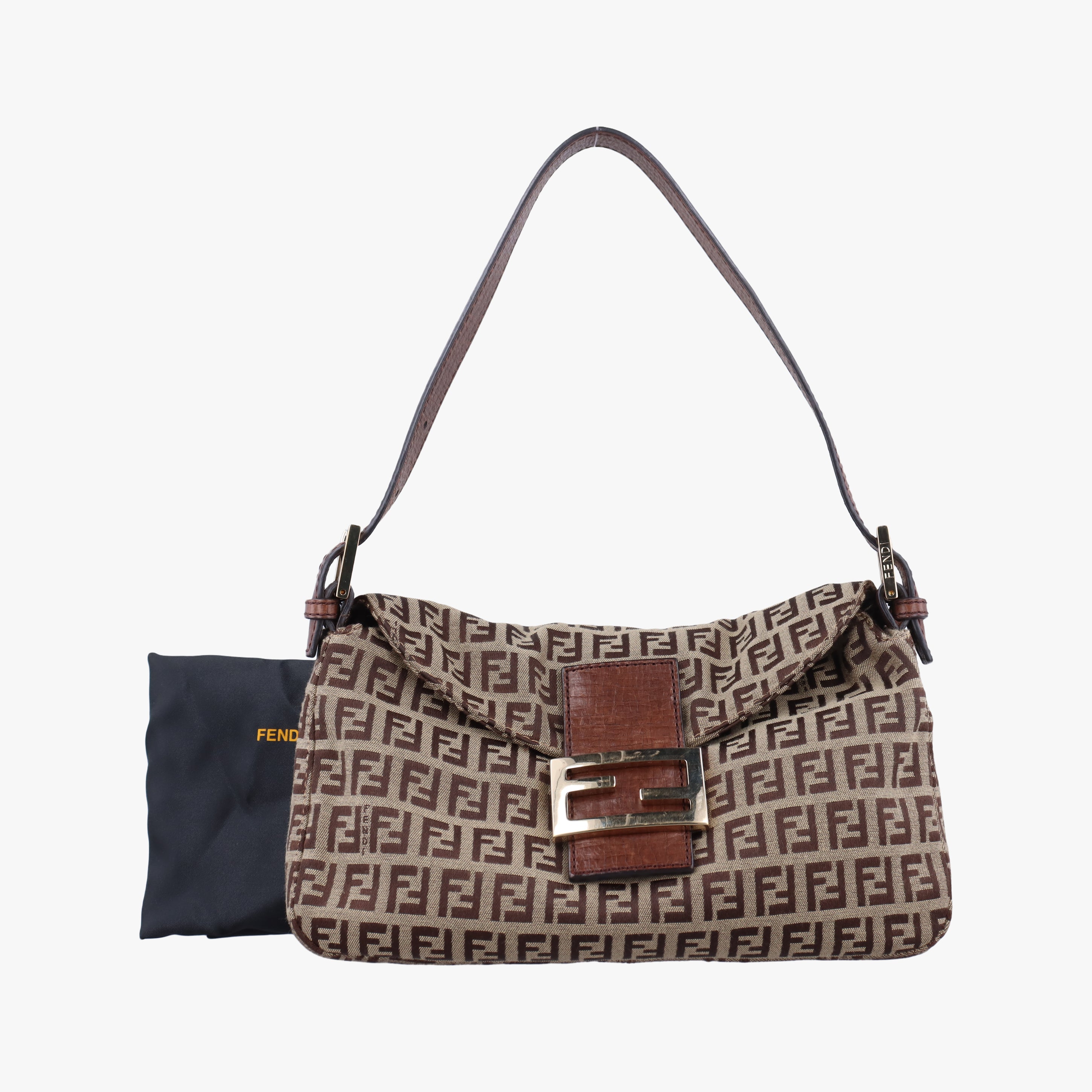Vintage Fendi Zucchino Baguette Brown fabric 8BR003 shoulderbag | stylenewstar