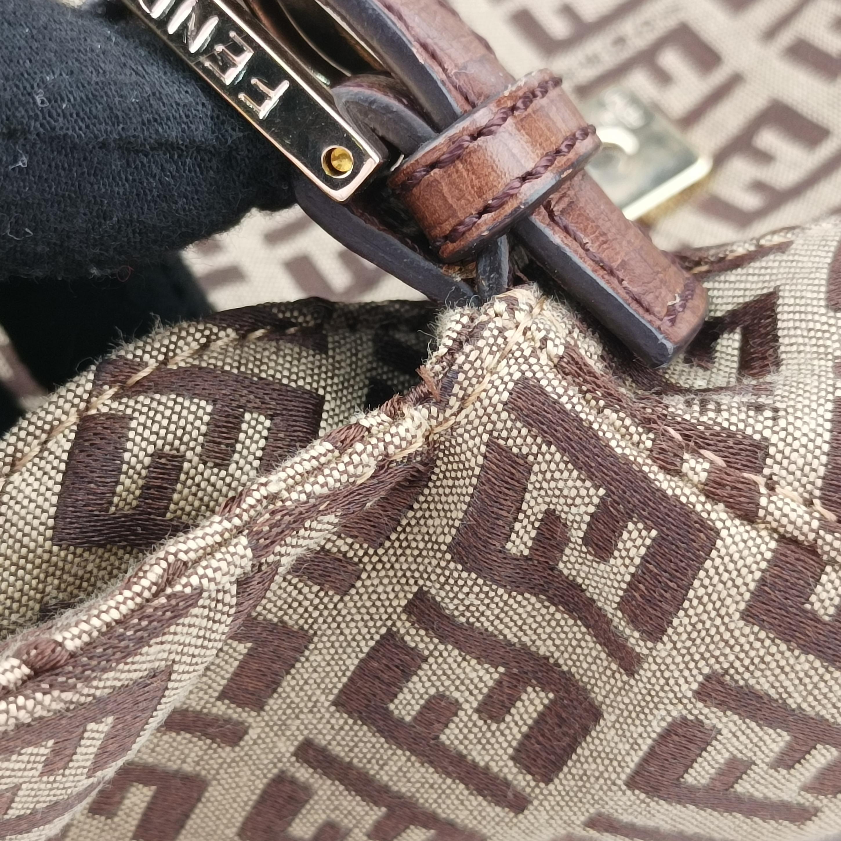 Vintage Fendi Zucchino Baguette Brown fabric 8BR003 shoulderbag | stylenewstar