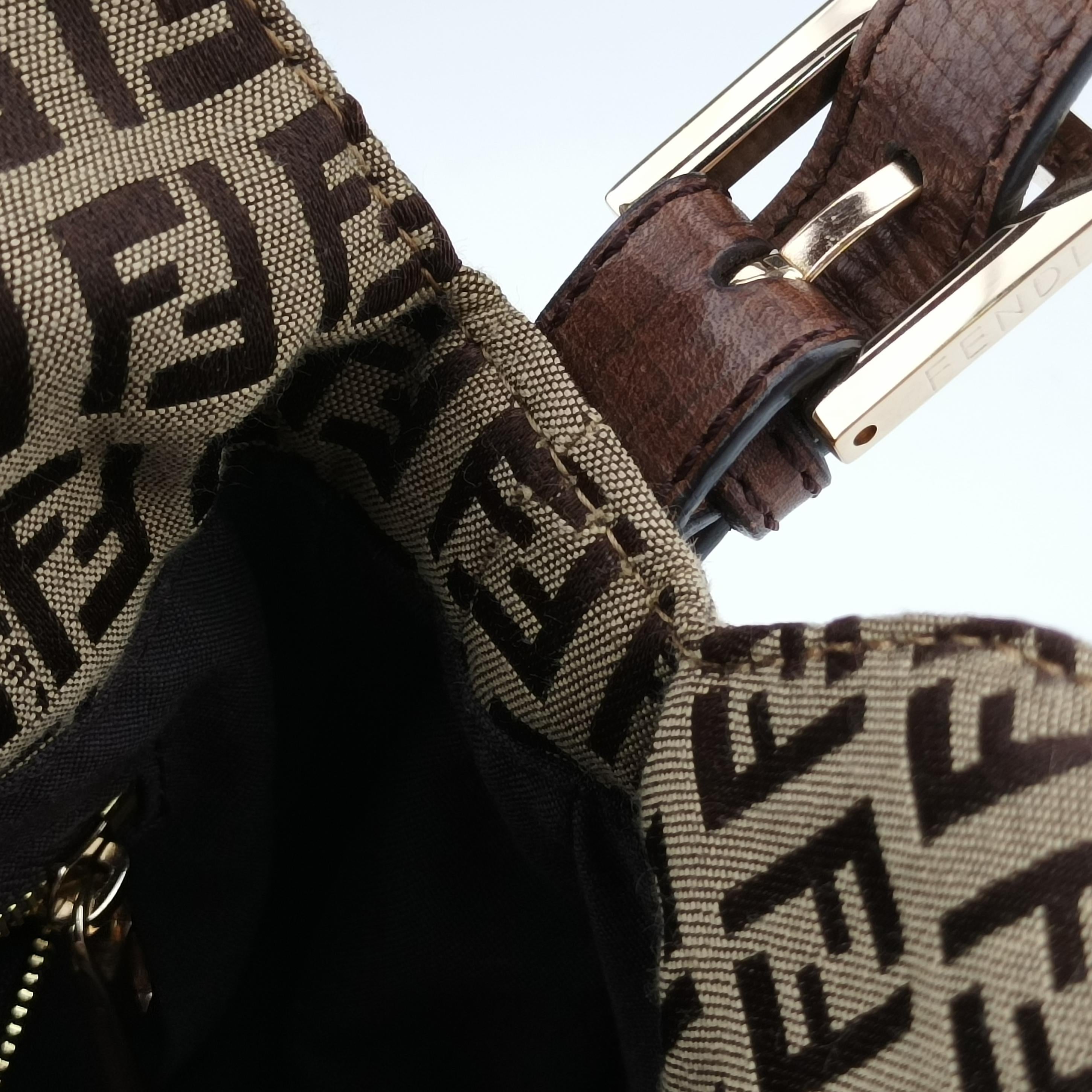 Vintage Fendi Zucchino Baguette Brown fabric 8BR003 shoulderbag | stylenewstar