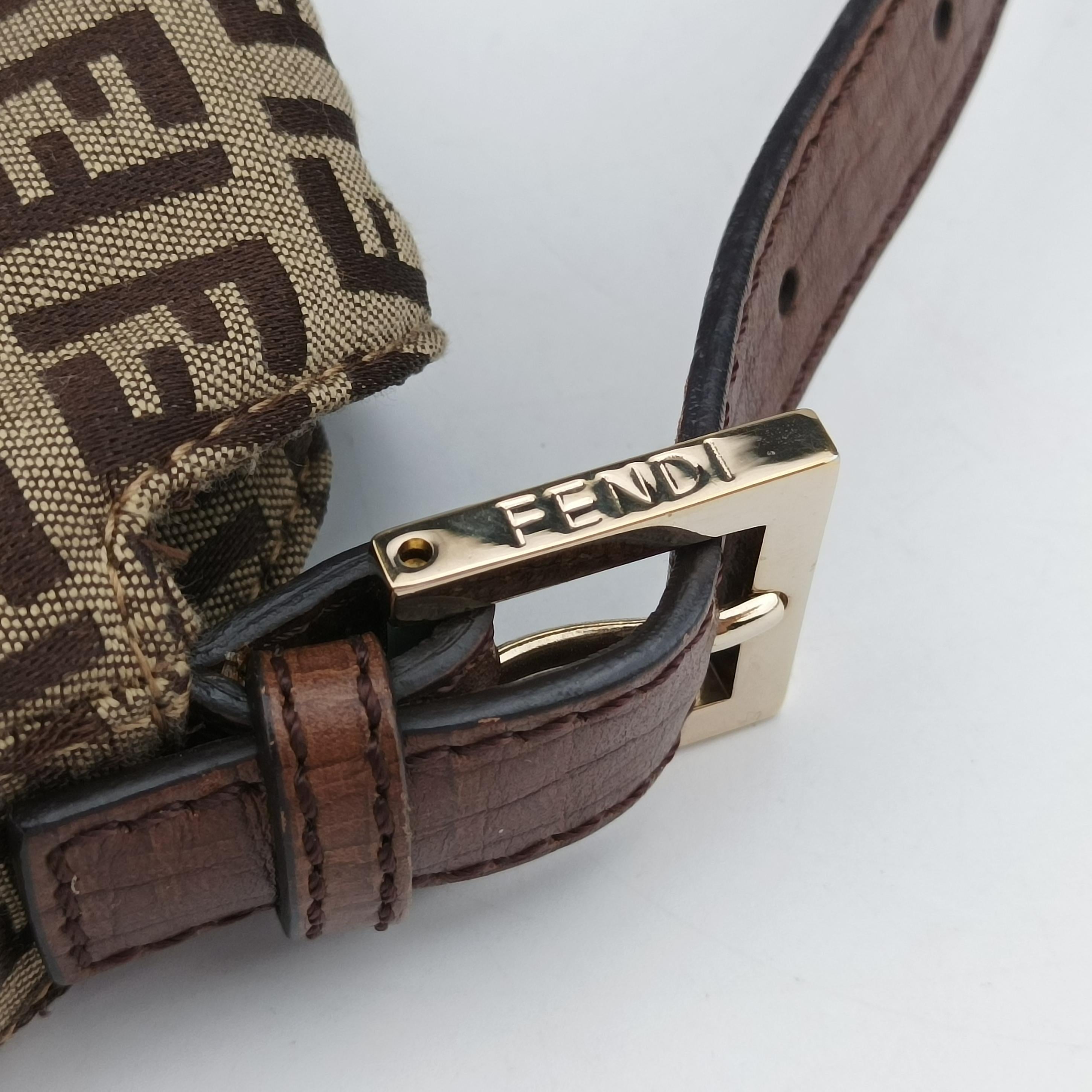 Vintage Fendi Zucchino Baguette Brown fabric 8BR003 shoulderbag | stylenewstar