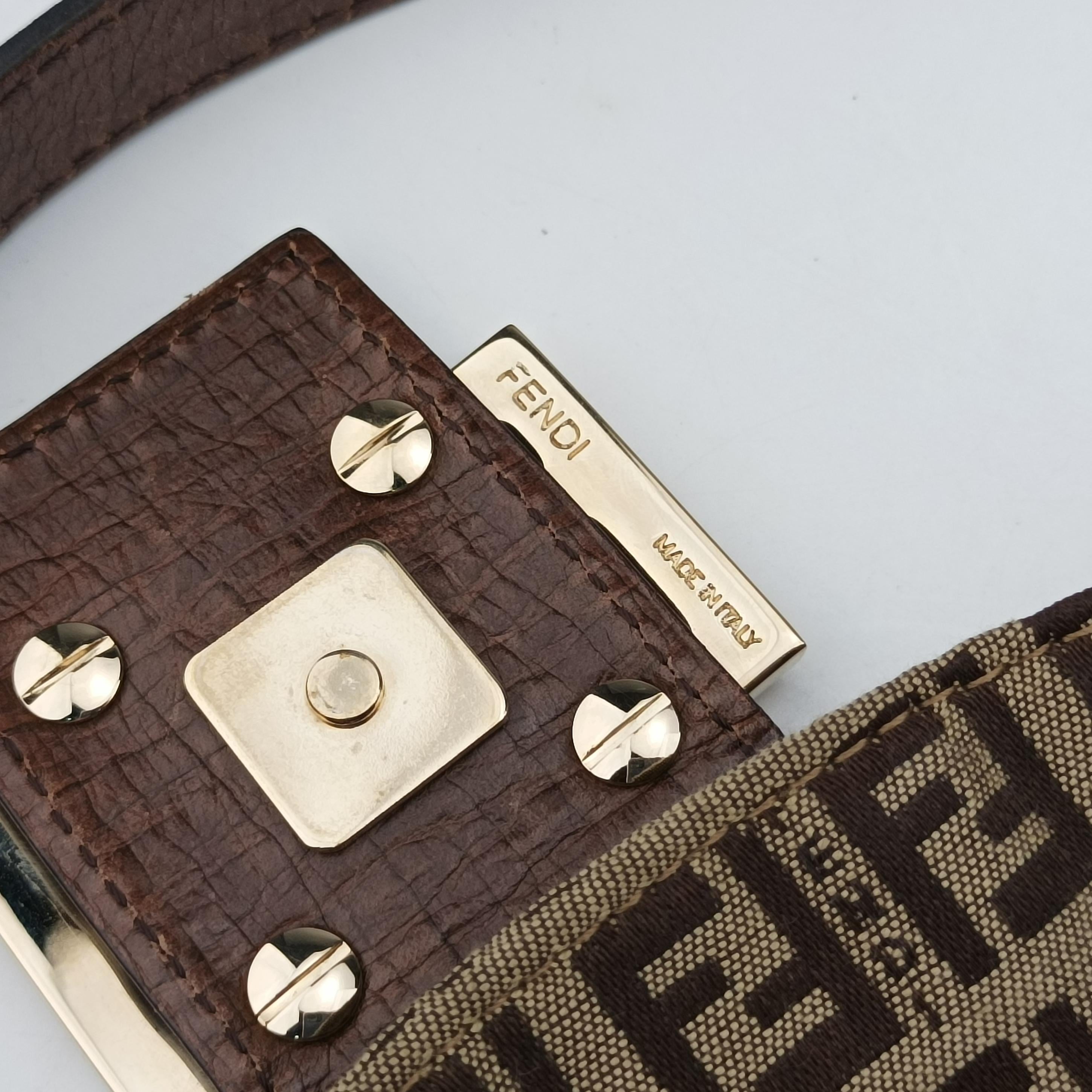 Vintage Fendi Zucchino Baguette Brown fabric 8BR003 shoulderbag | stylenewstar