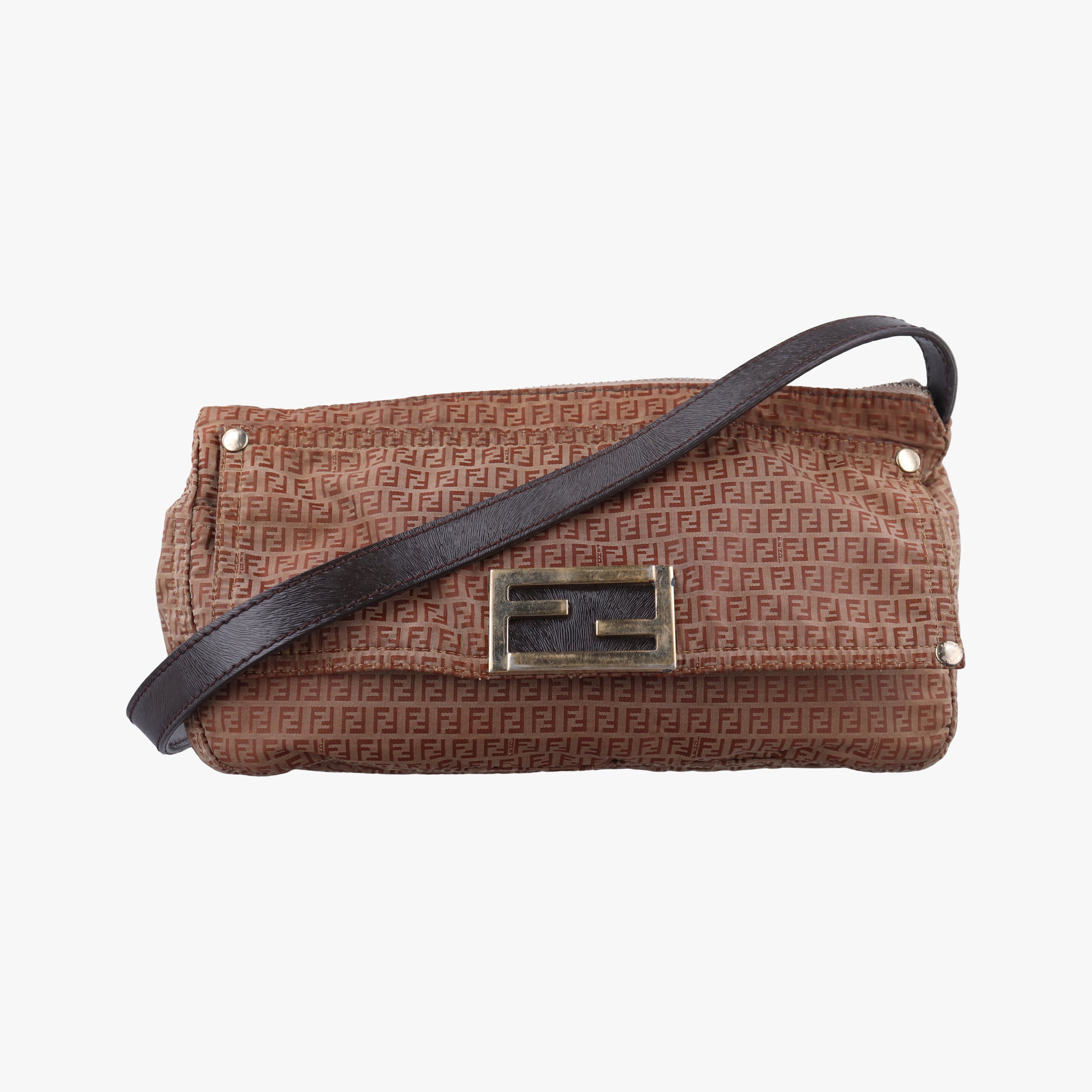 Pre-owned Fendi Baguette Brown fabric 8BT166 shoulderbag | stylenewstar