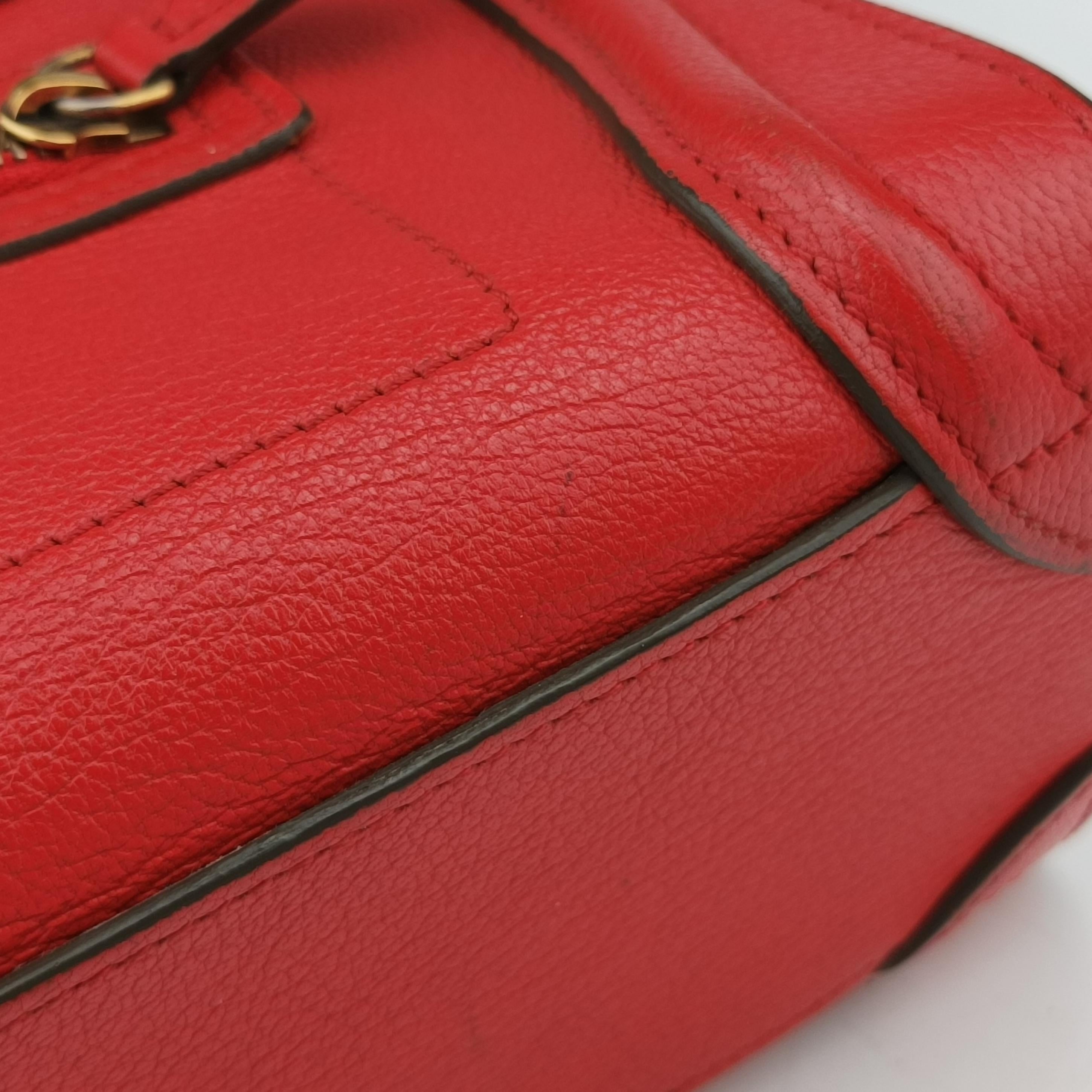 Secondhand Celine Luggage Nano Shopper Red x Brown leather  shoulderbag | stylenewstar