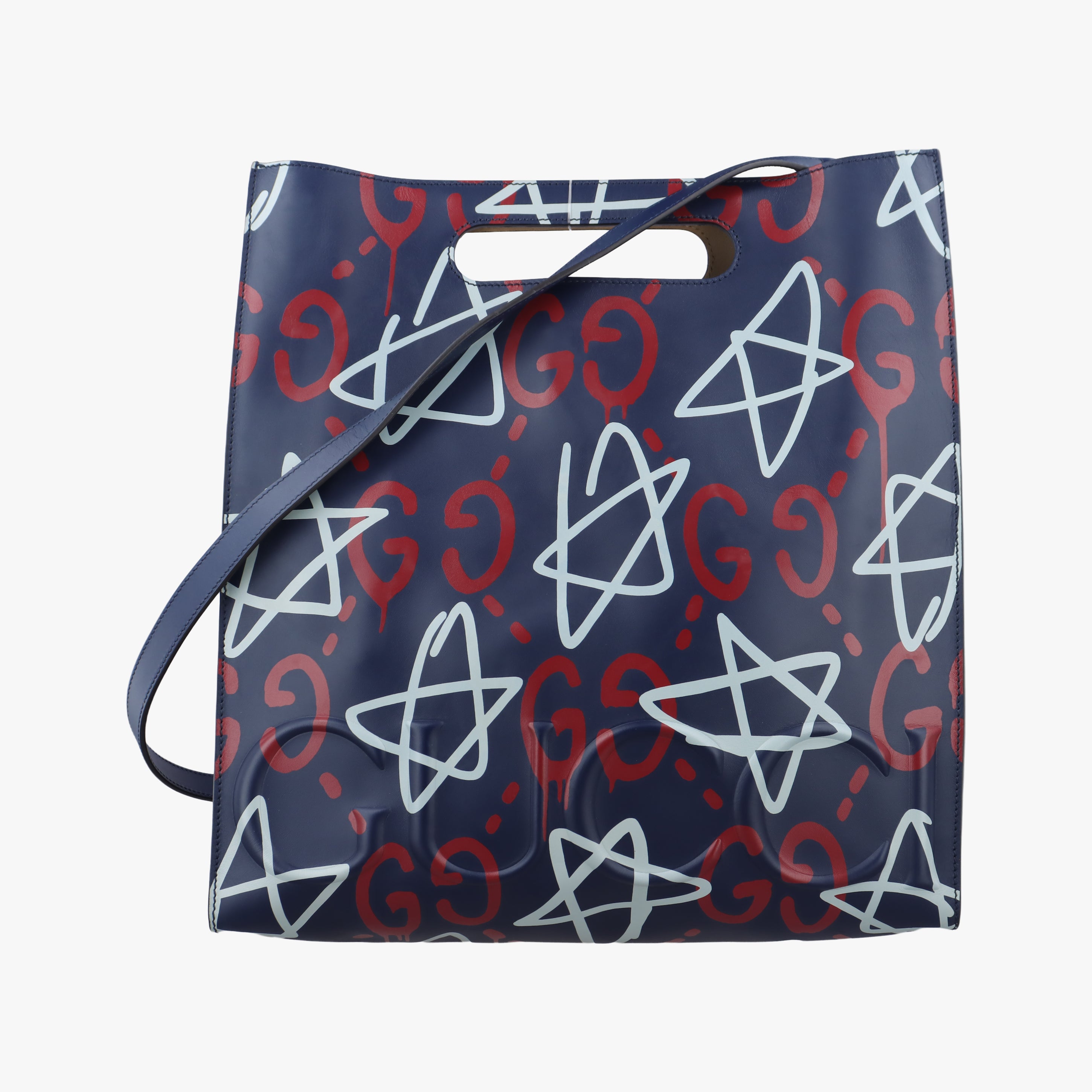 Secondhand Gucci GucciGhost Star Navy×Multicolour Leather 414476 shoulderbag | stylenewstar