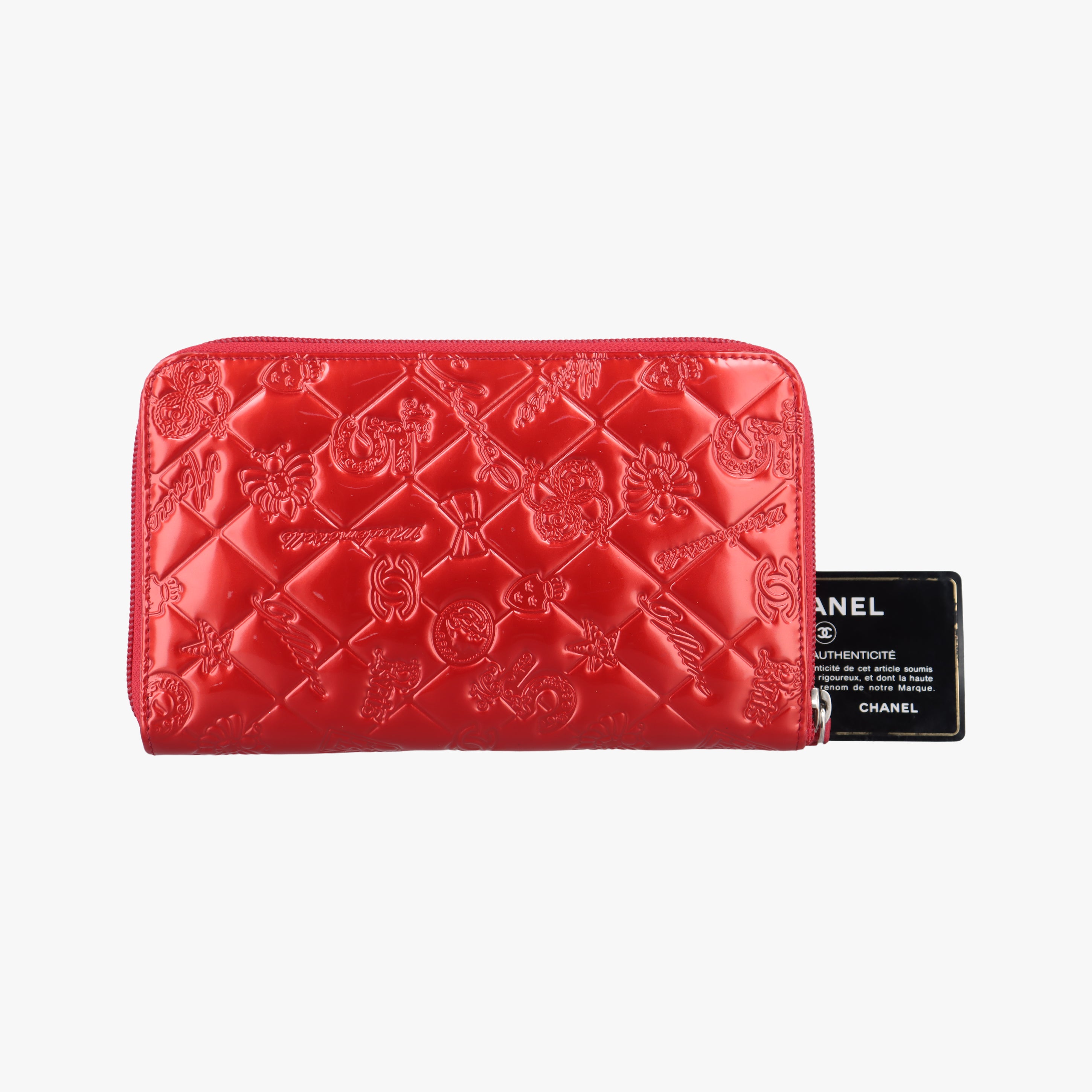Pre-owned Chanel Icon Line Red Patent A37154 long-wallet | stylenewstar