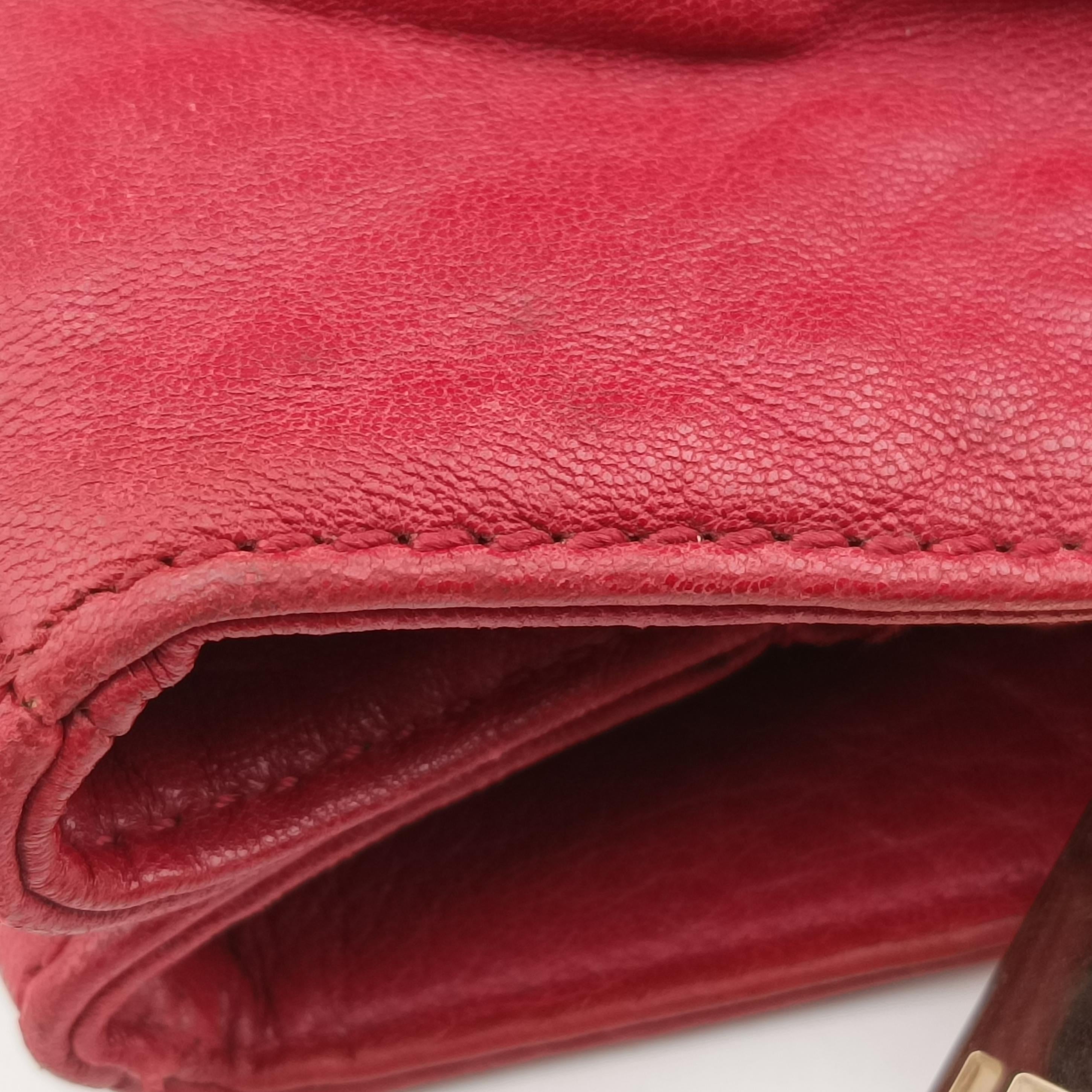 Pre-owned Fendi Mia Red Leather 8BR616 shoulderbag | stylenewstar