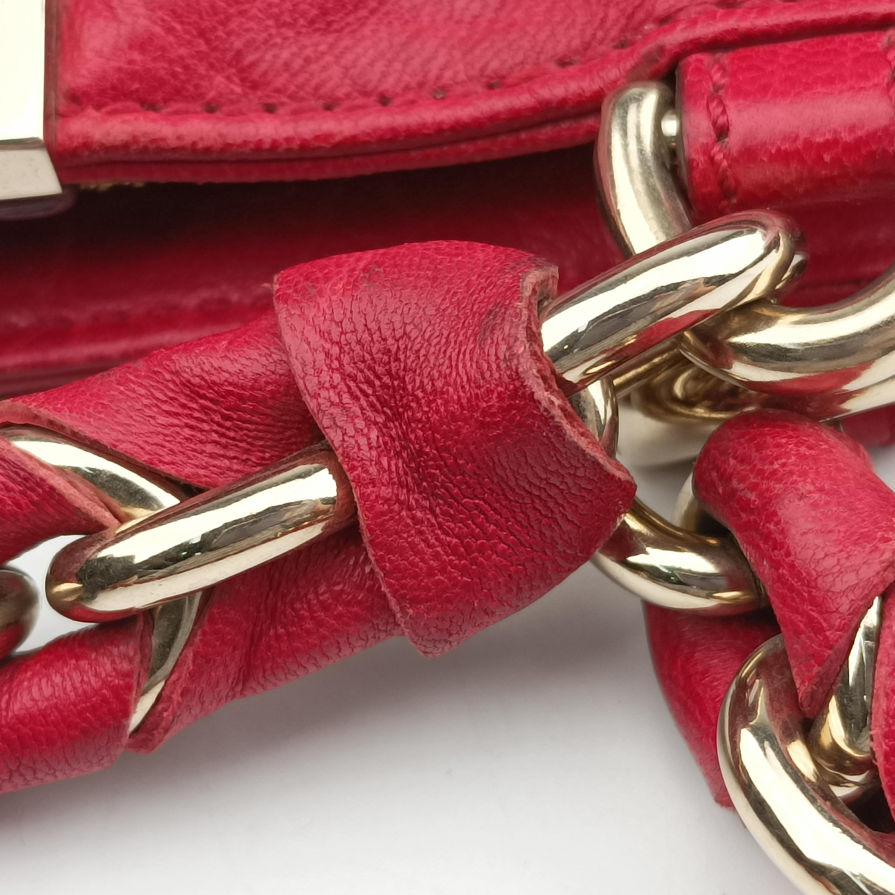 Pre-owned Fendi Mia Red Leather 8BR616 shoulderbag | stylenewstar