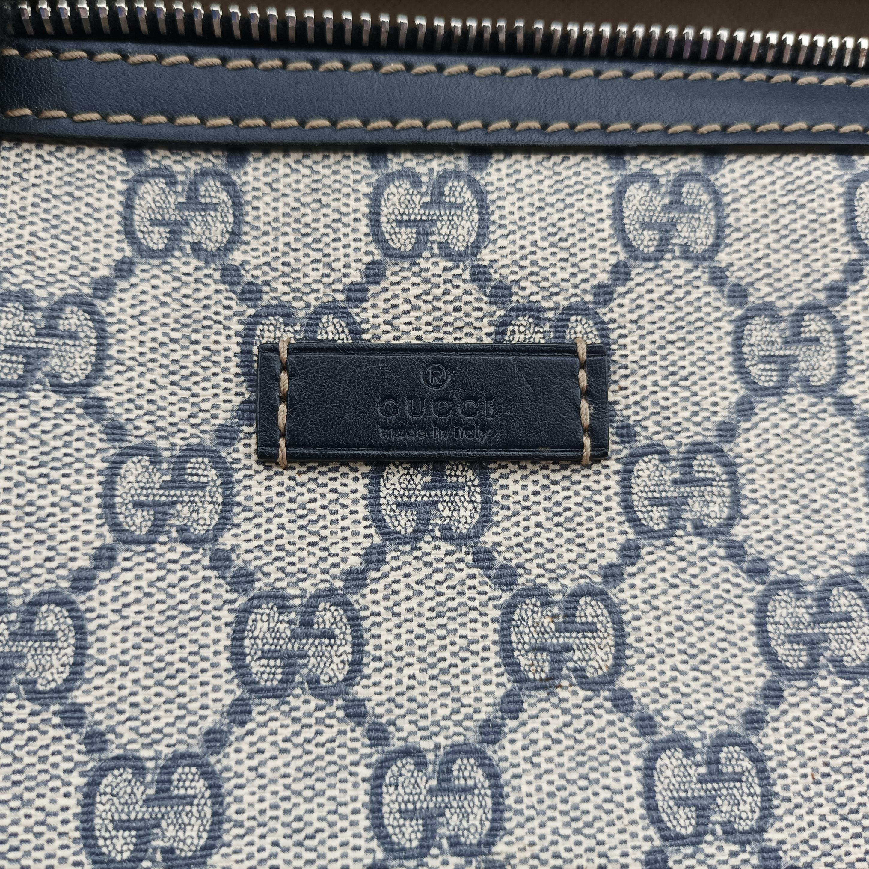 Pre-owned Gucci GG Supreme BeigeｘNavy Canvas 233269 bum bag/waist bag | stylenewstar