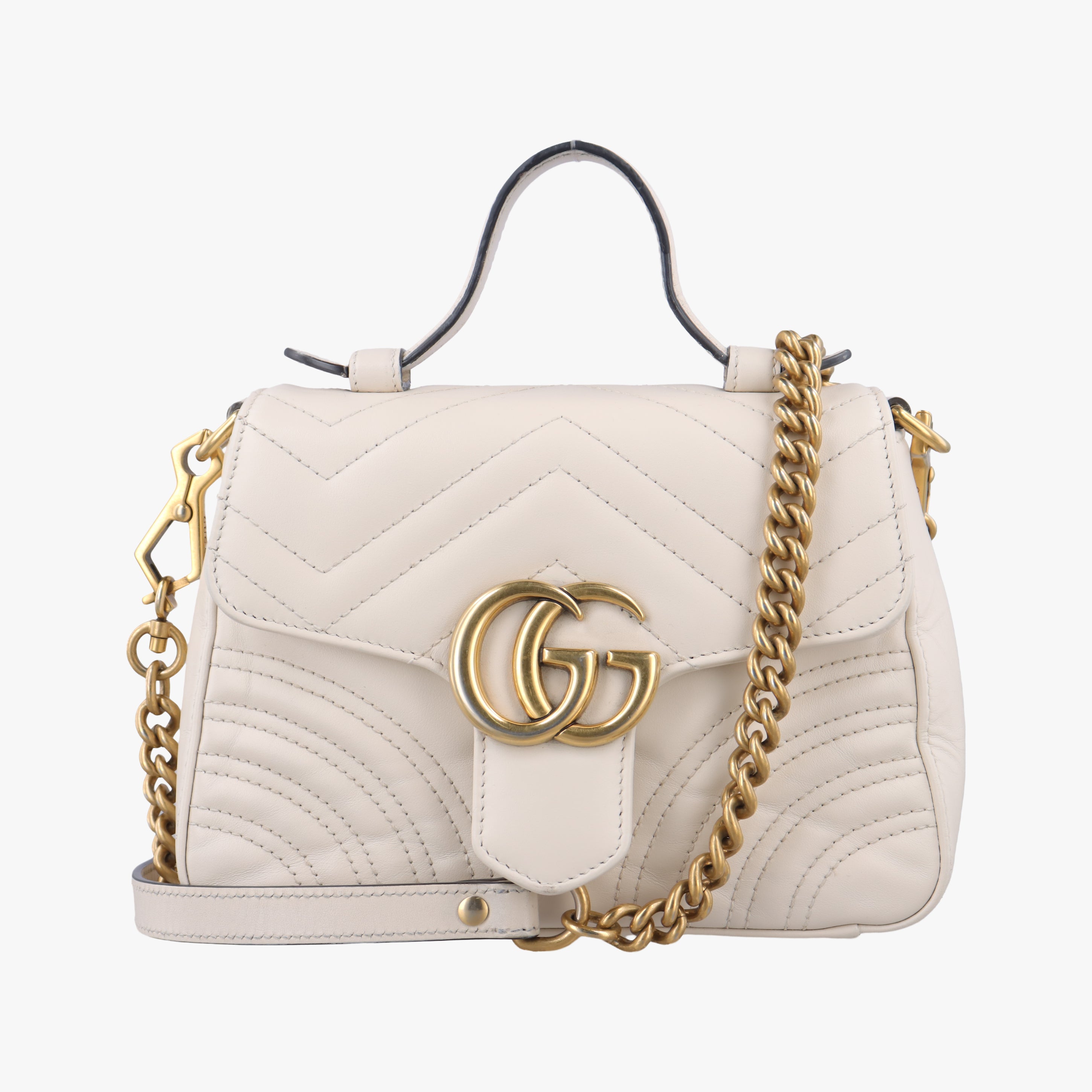 Pre-owned Gucci GG Marmont White Leather 547260 shoulderbag | stylenewstar
