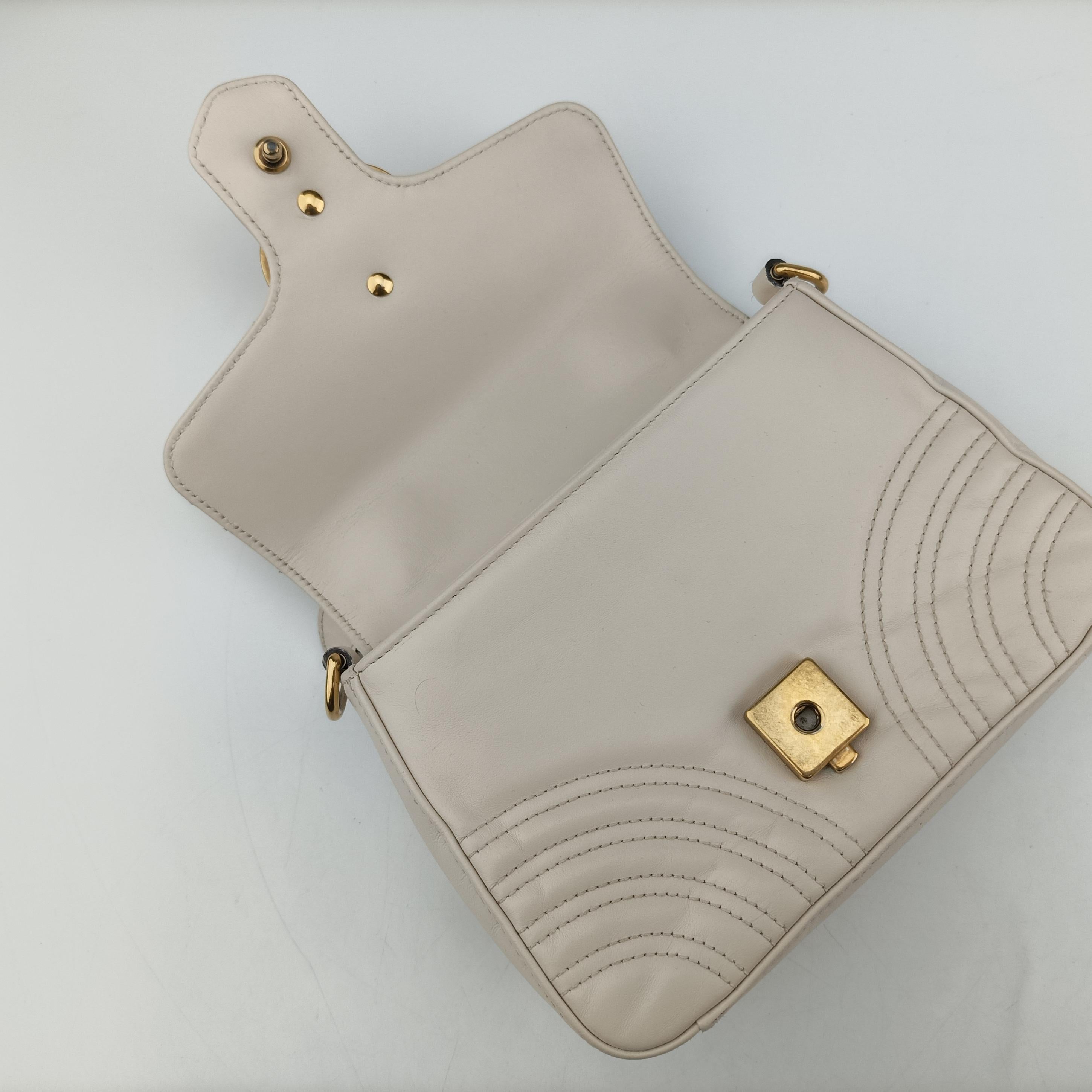 Pre-owned Gucci GG Marmont White Leather 547260 shoulderbag | stylenewstar