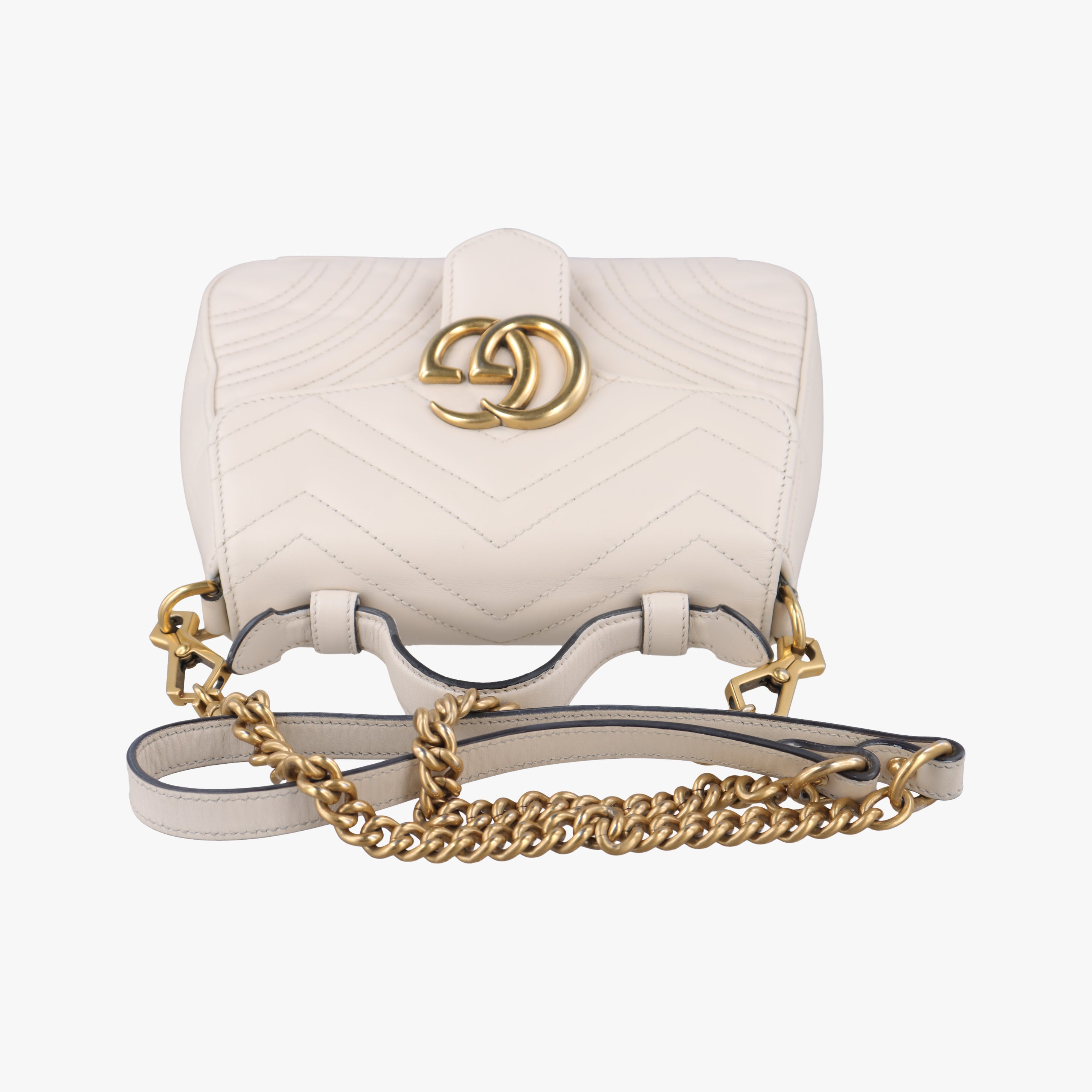 Pre-owned Gucci GG Marmont White Leather 547260 shoulderbag | stylenewstar