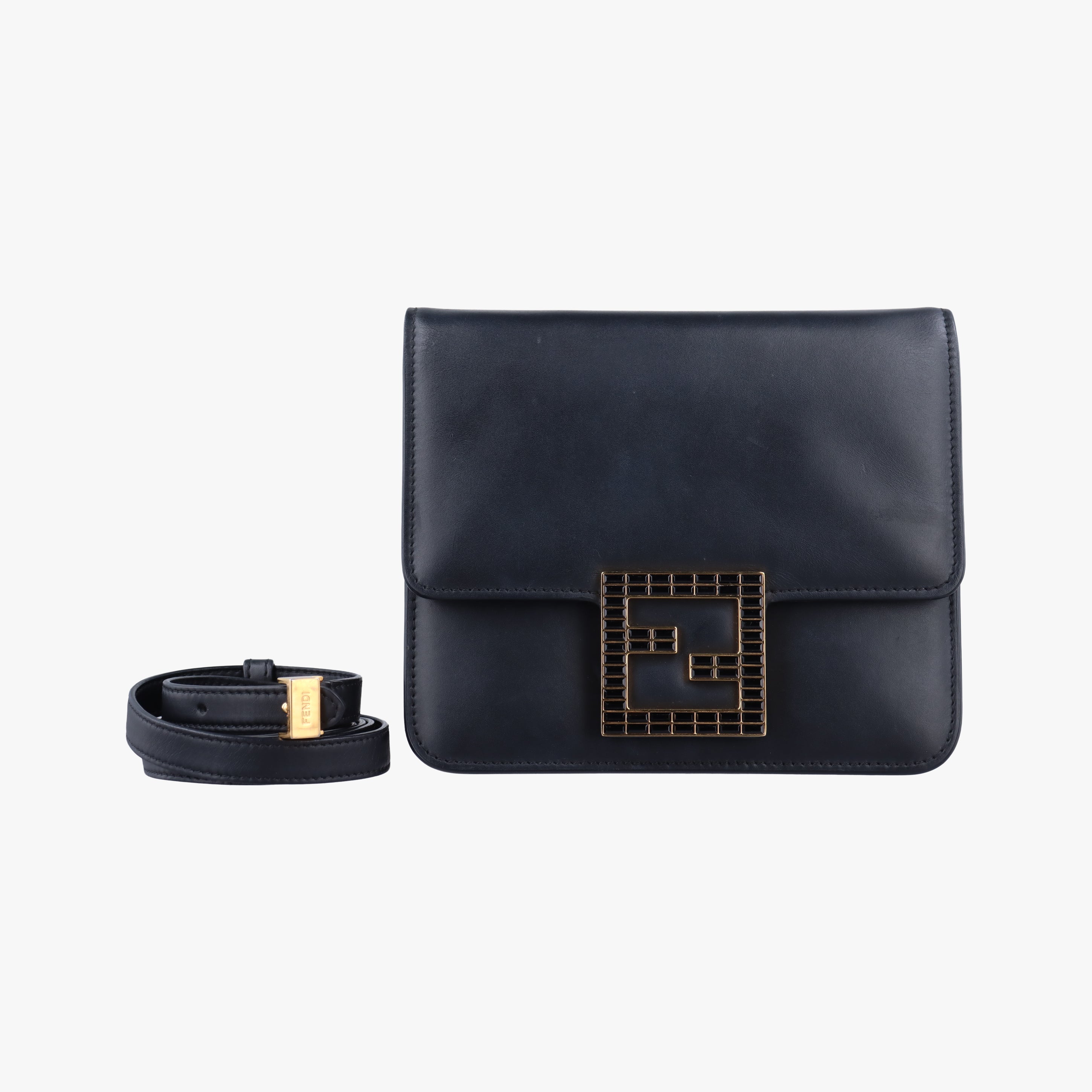 Pre-owned Fendi Fab Black Leather 8BT326 shoulderbag | stylenewstar