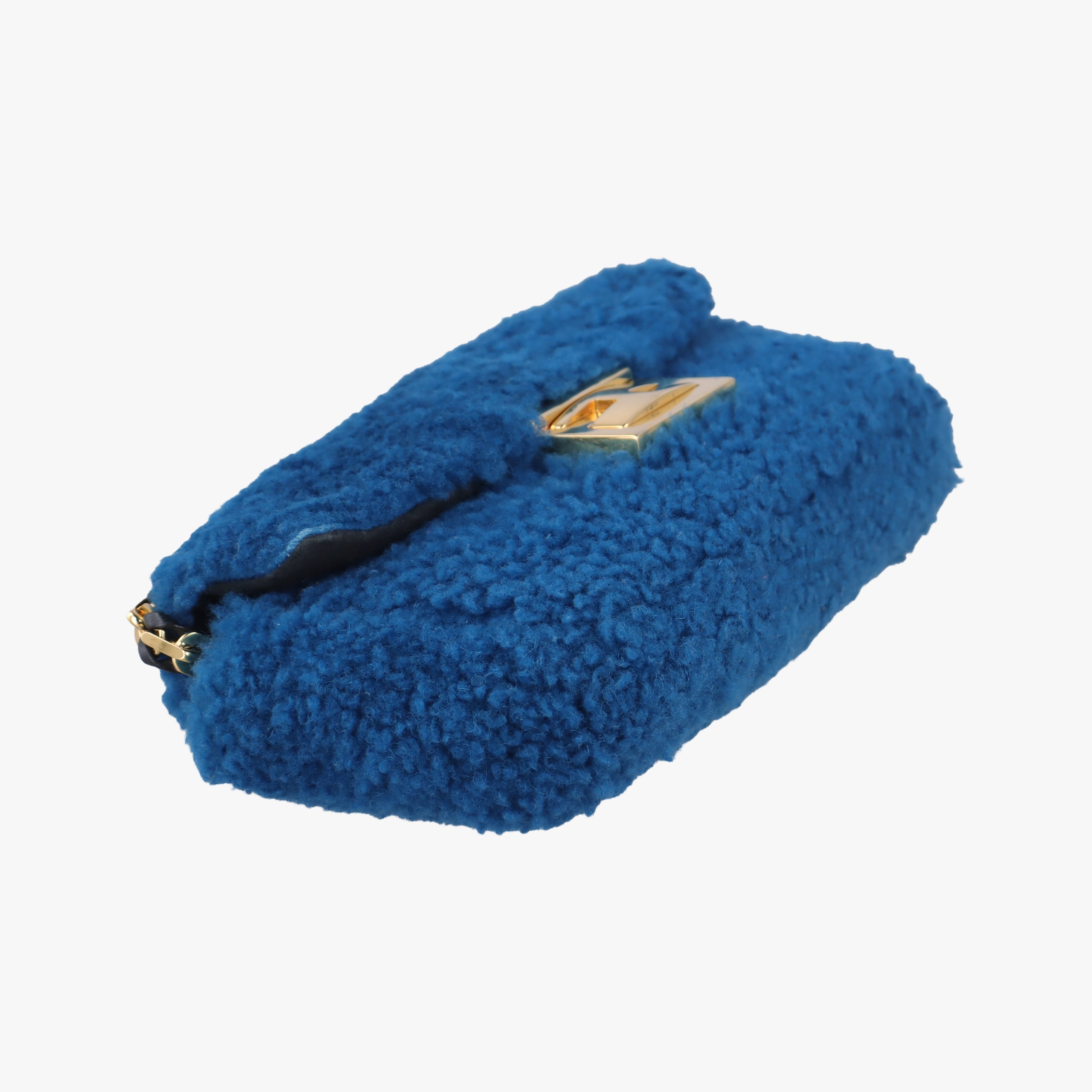 Pre-owned Fendi Mini Be Baguette Navy fur 8M0315 shoulderbag | stylenewstar