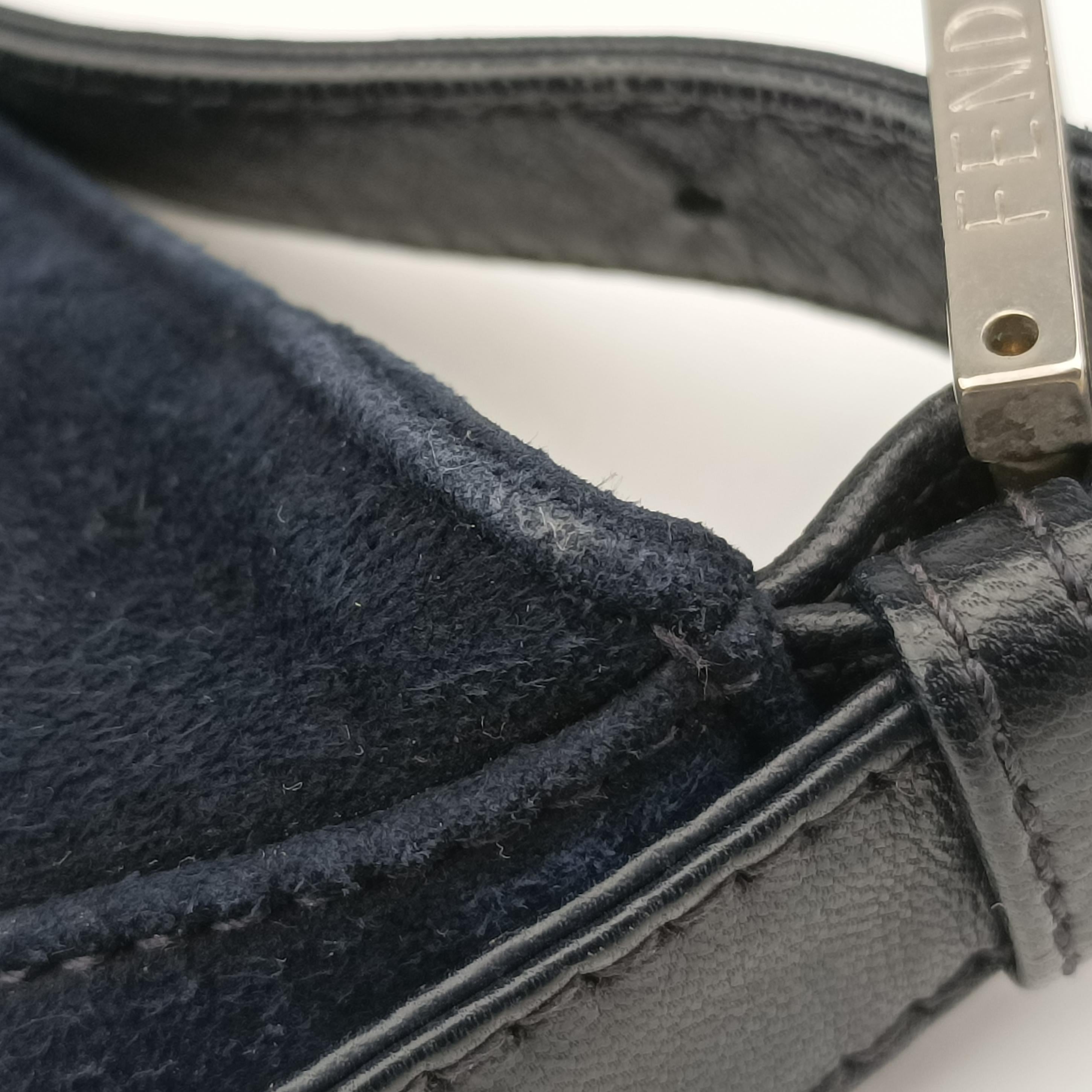 Pre-owned Fendi Mamma Bucket Navy suede 22112 shoulderbag | stylenewstar