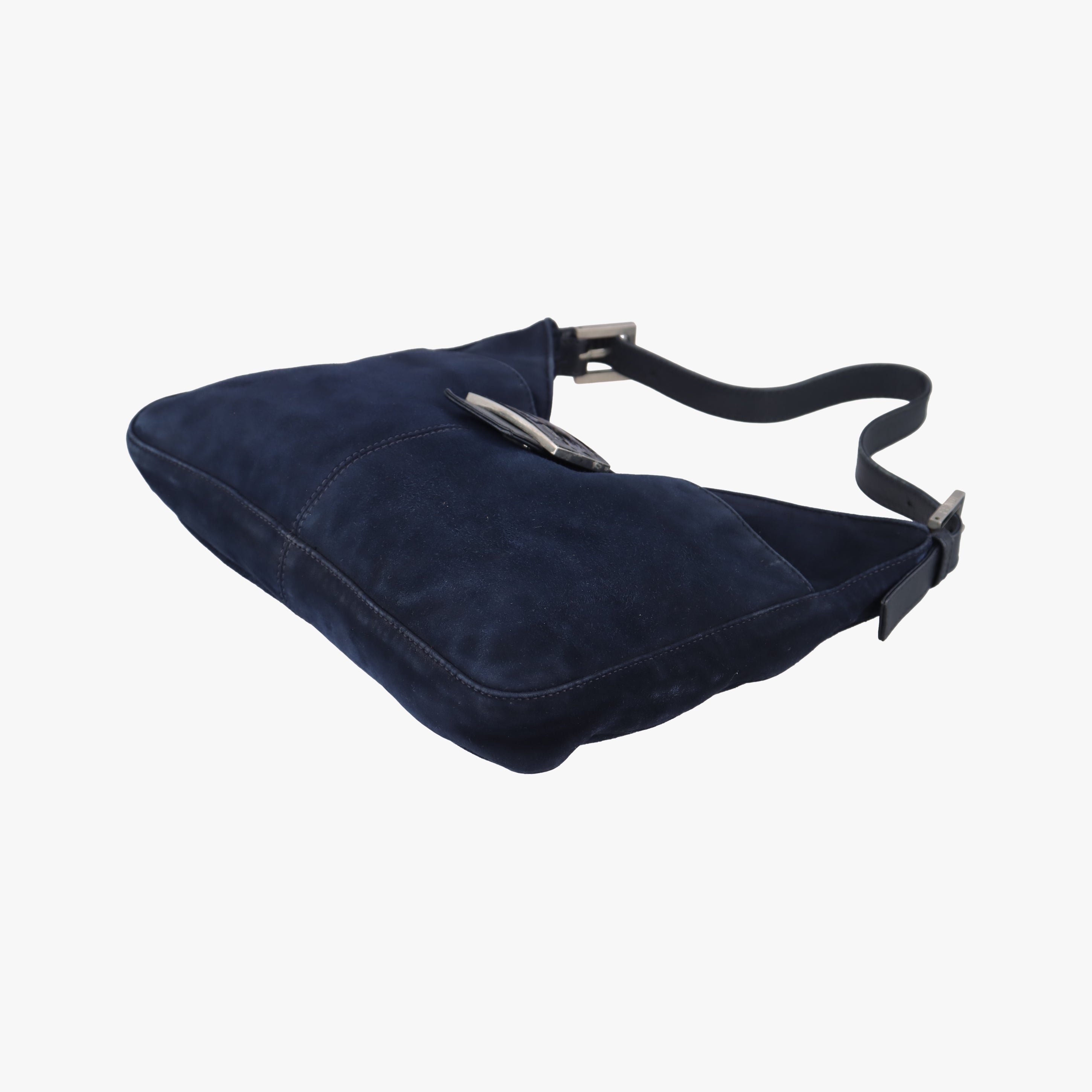 Pre-owned Fendi Mamma Bucket Navy suede 22112 shoulderbag | stylenewstar