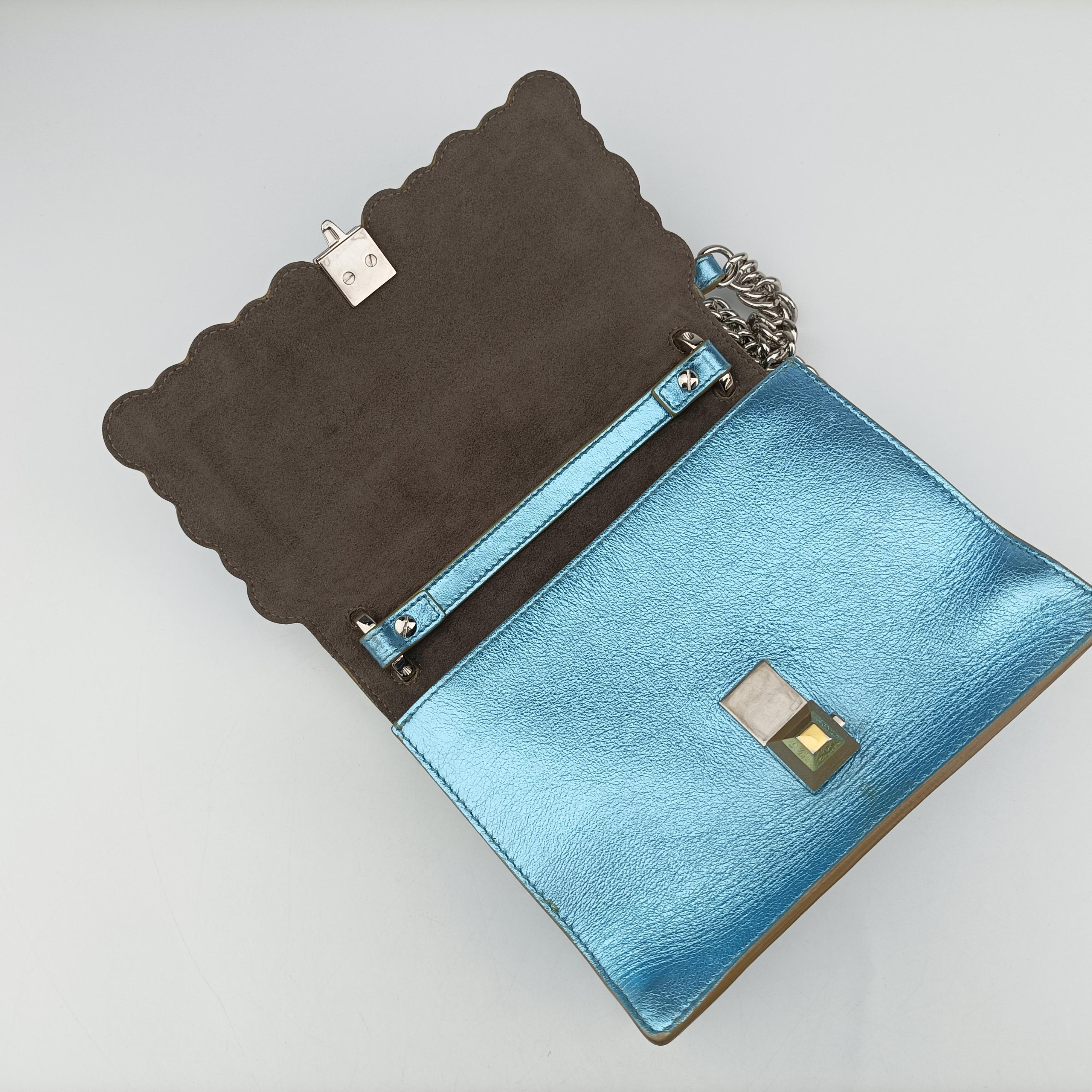 Vintage Fendi studded Kan I Blue Leather 8M0381 shoulderbag | stylenewstar