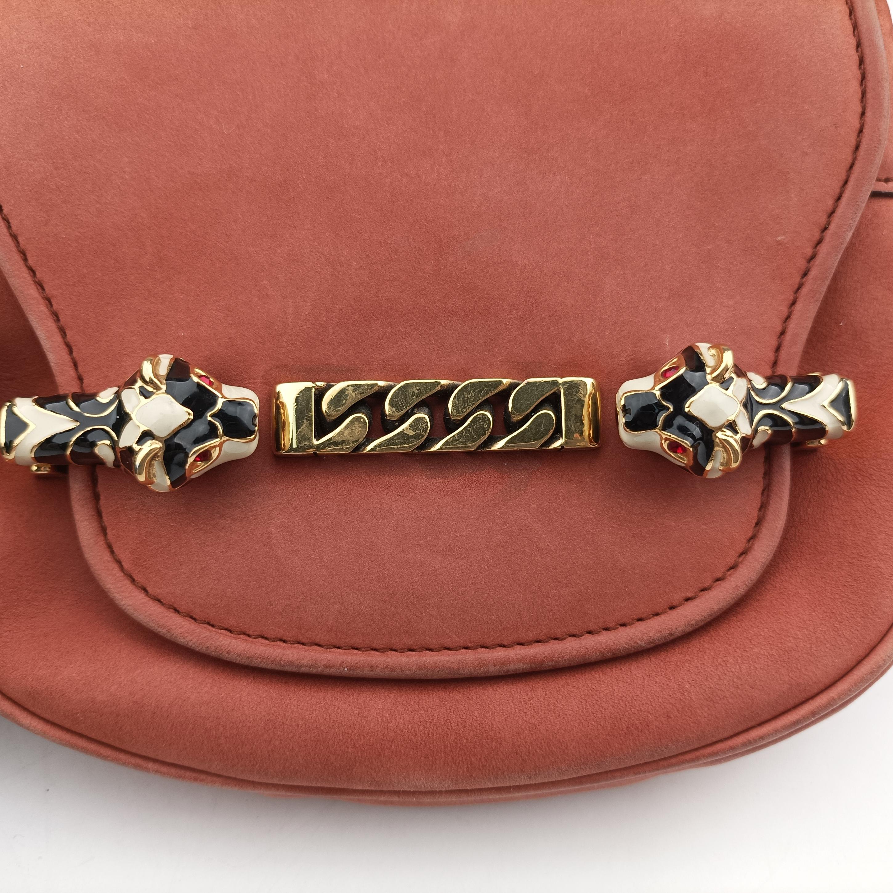 Vintage Gucci Nubuck Tigrette Chain Orange suede 290684 shoulderbag | stylenewstar