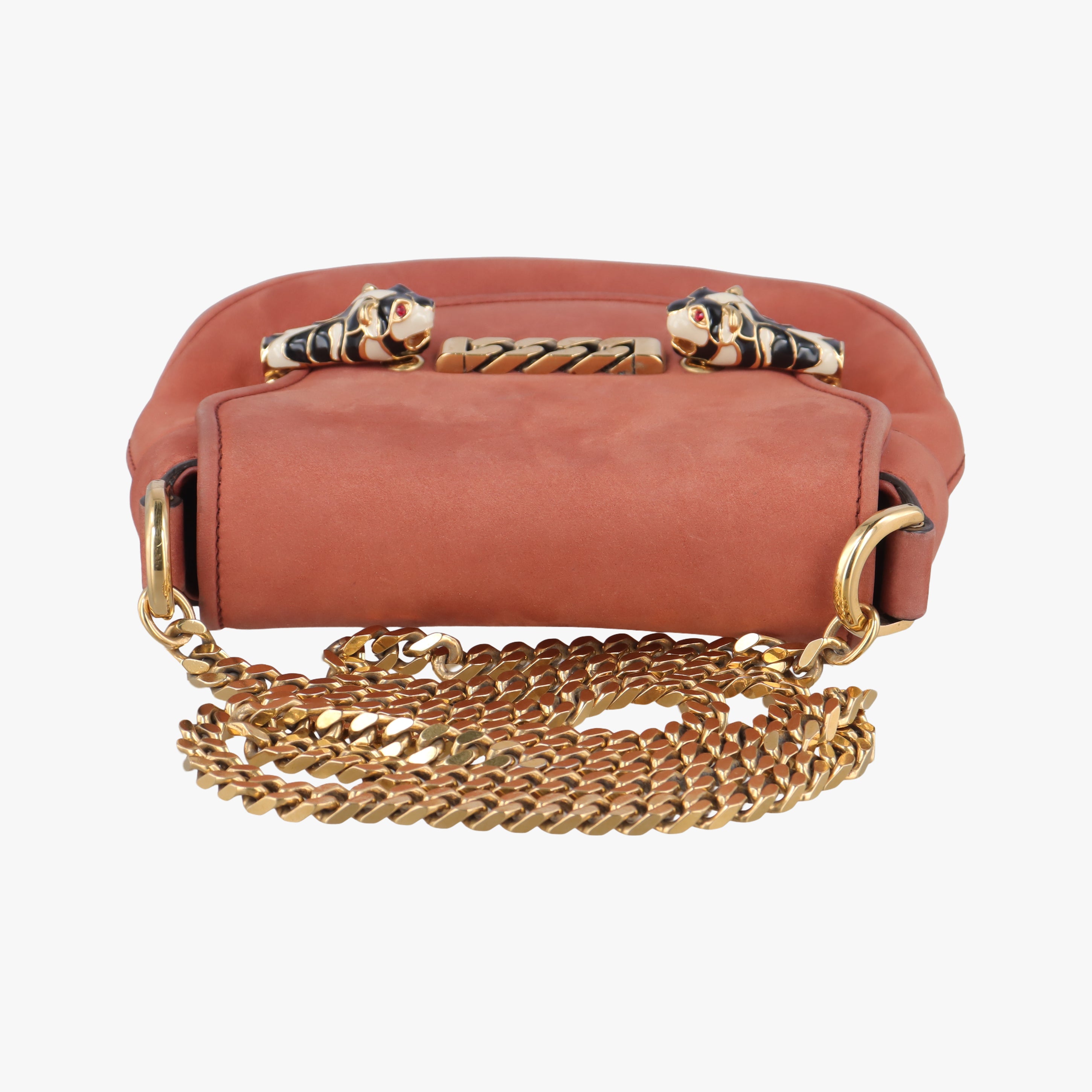 Vintage Gucci Nubuck Tigrette Chain Orange suede 290684 shoulderbag | stylenewstar