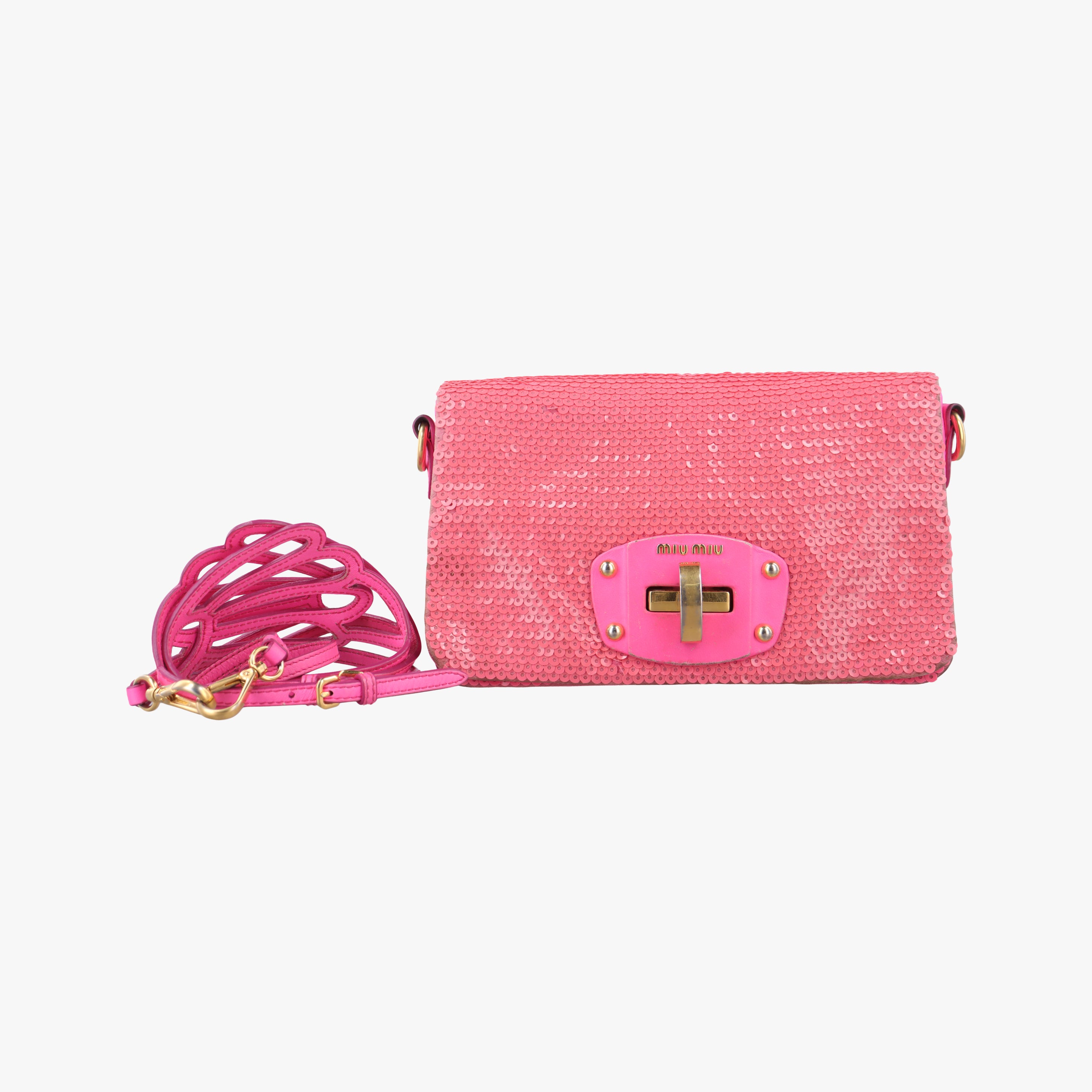 Pre-owned Miu Miu Neon Lights Pink Sequins  shoulderbag | stylenewstar