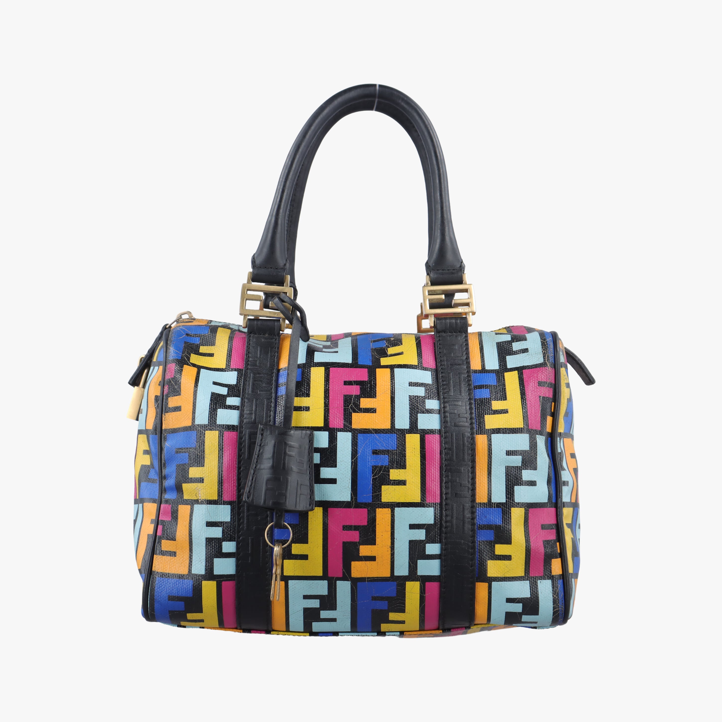 Secondhand Fendi Zucchino Glitter Logo Multicolour PVC coated canvas 8BL068 handbag | stylenewstar