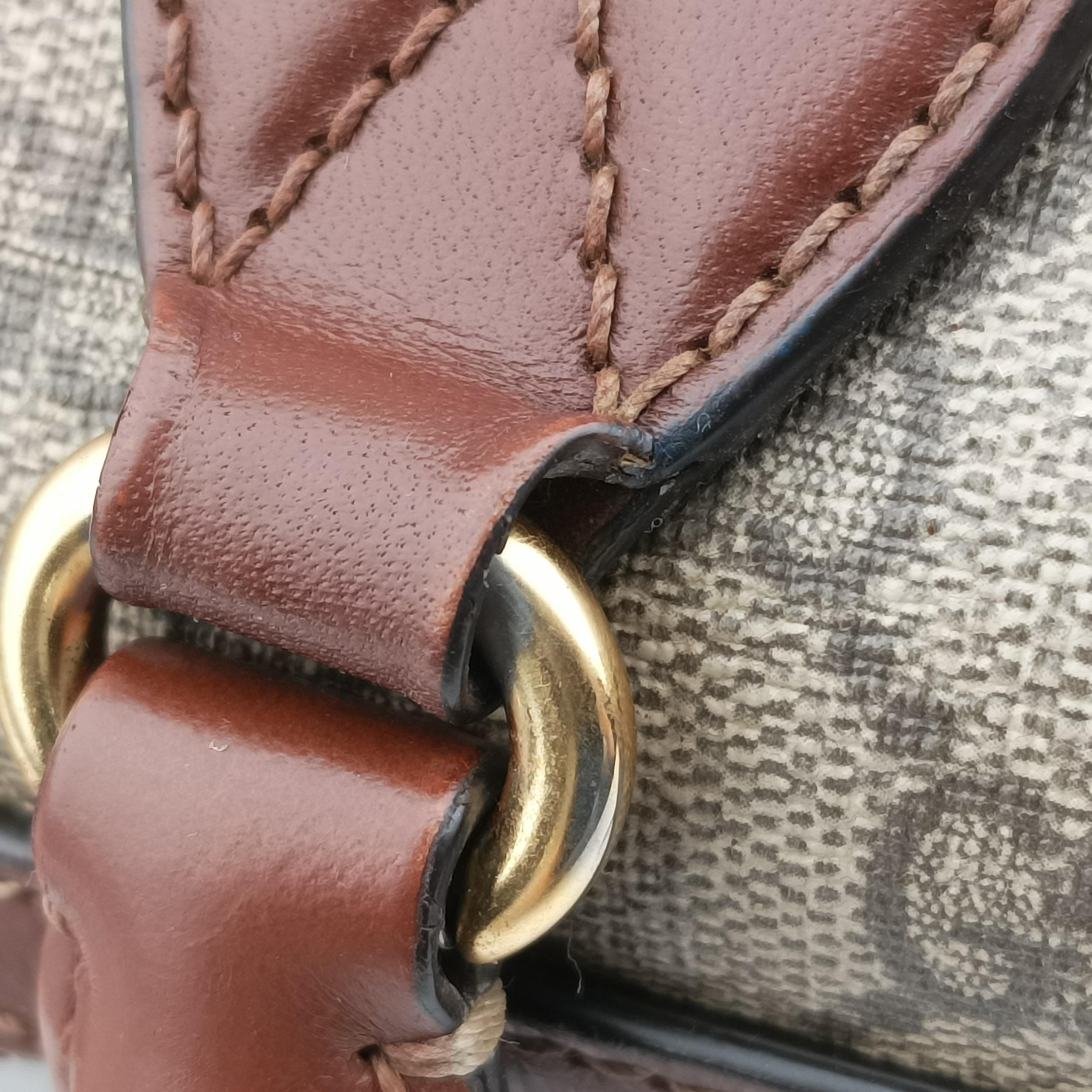 Pre-owned Gucci GG SUPREME beige×brown PVC coated canvas×Leather 409529 shoulderbag | stylenewstar