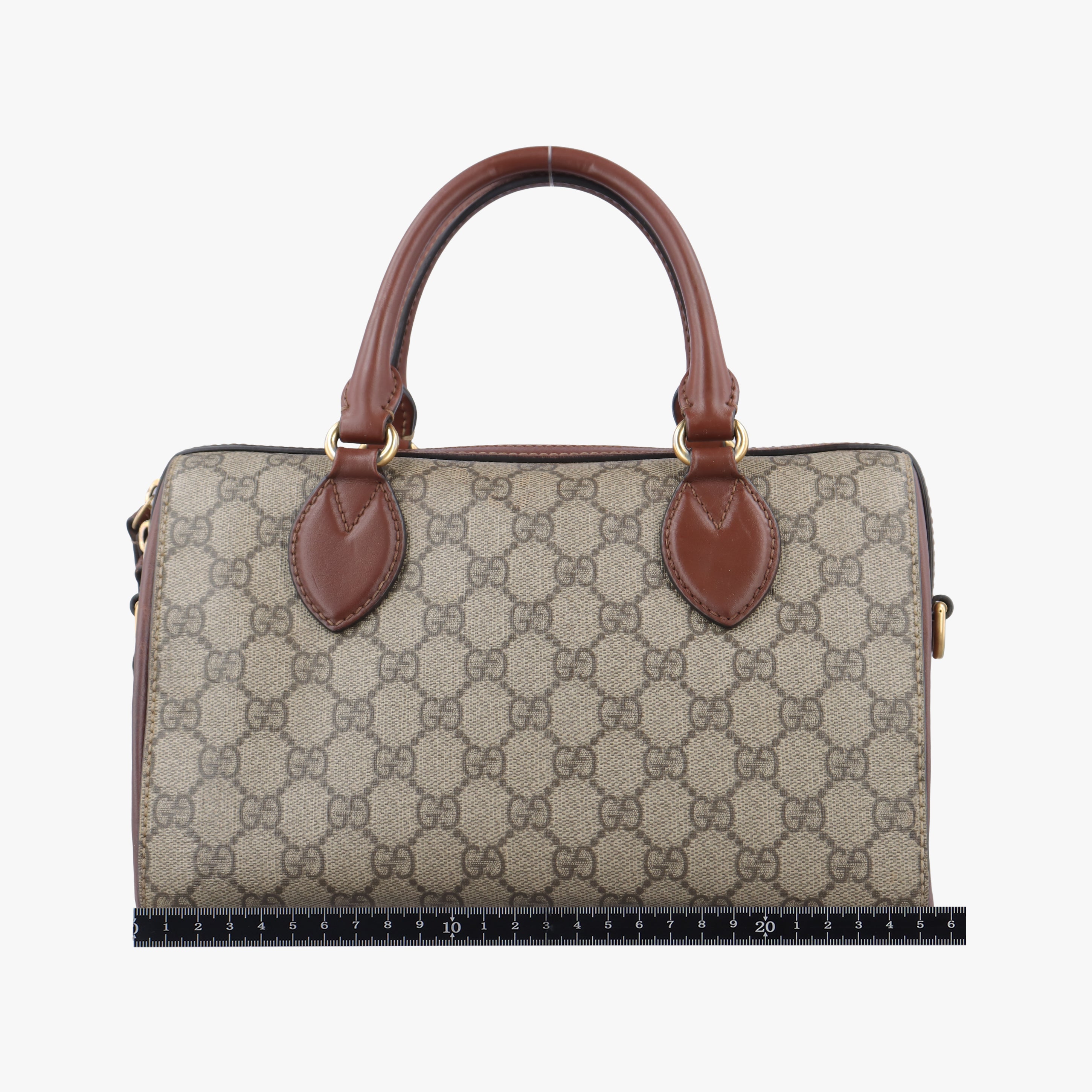 Pre-owned Gucci GG SUPREME beige×brown PVC coated canvas×Leather 409529 shoulderbag | stylenewstar