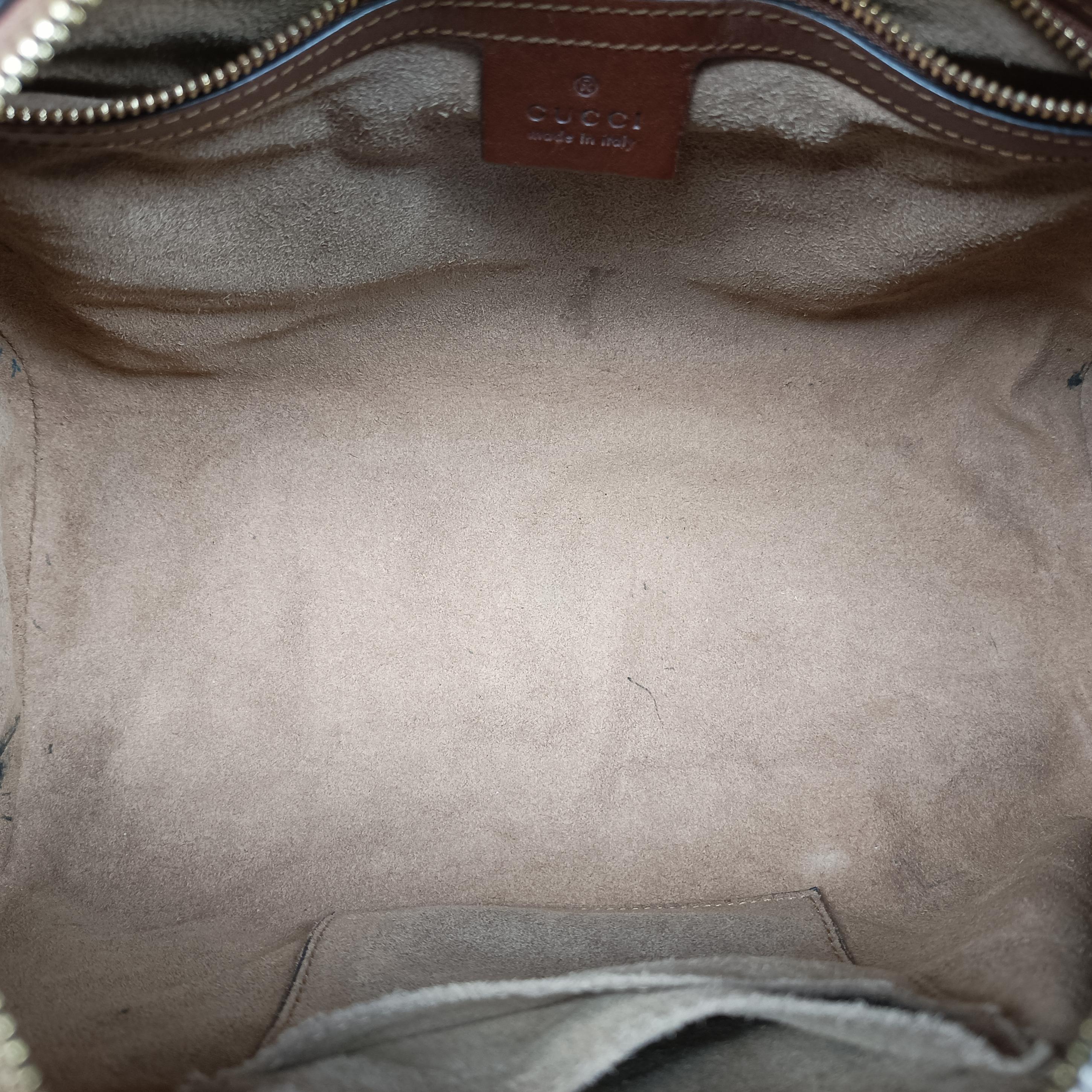 Pre-owned Gucci GG SUPREME beige×brown PVC coated canvas×Leather 409529 shoulderbag | stylenewstar