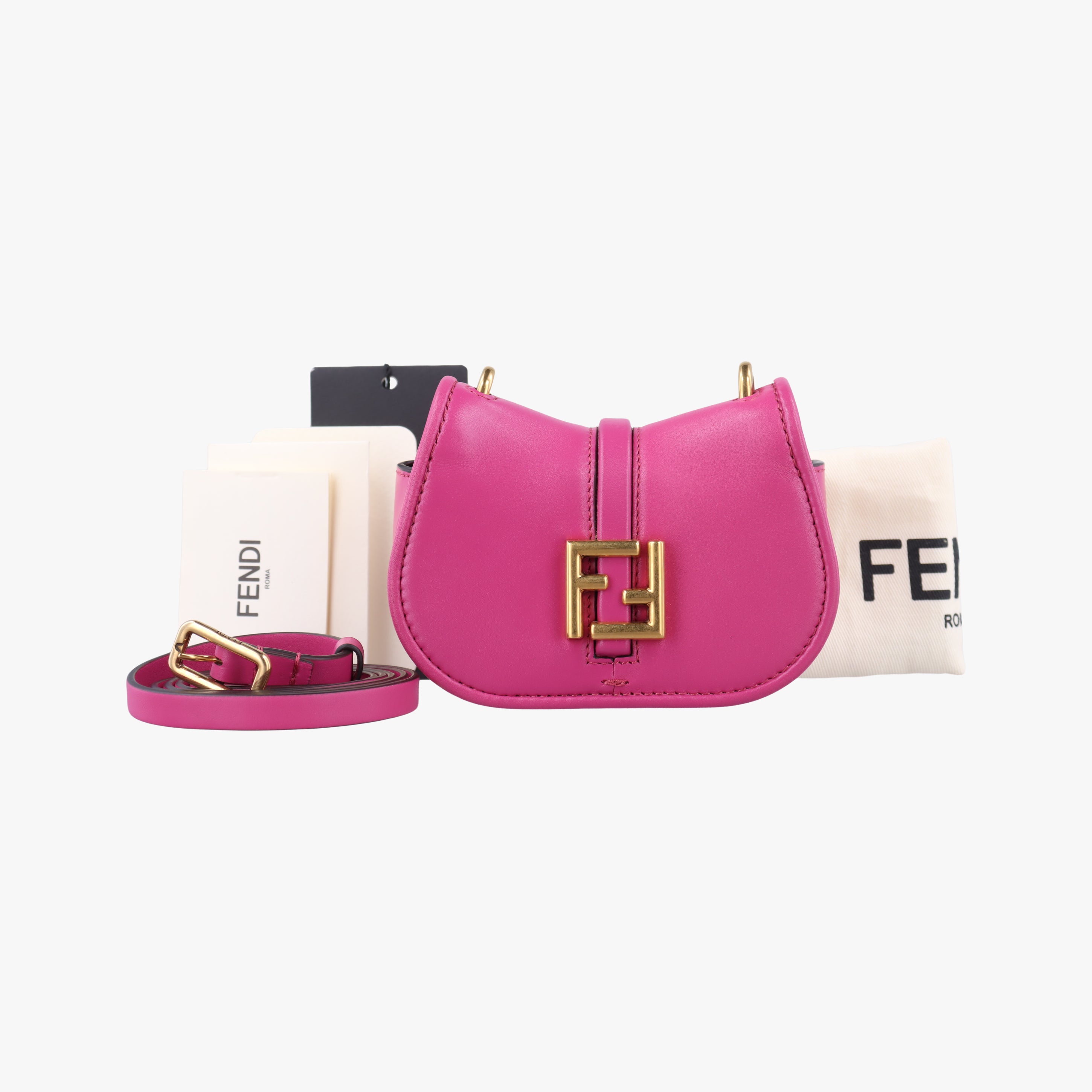 Pre-owned Fendi C'mon Small Rose Leather 7AS219 shoulderbag | stylenewstar