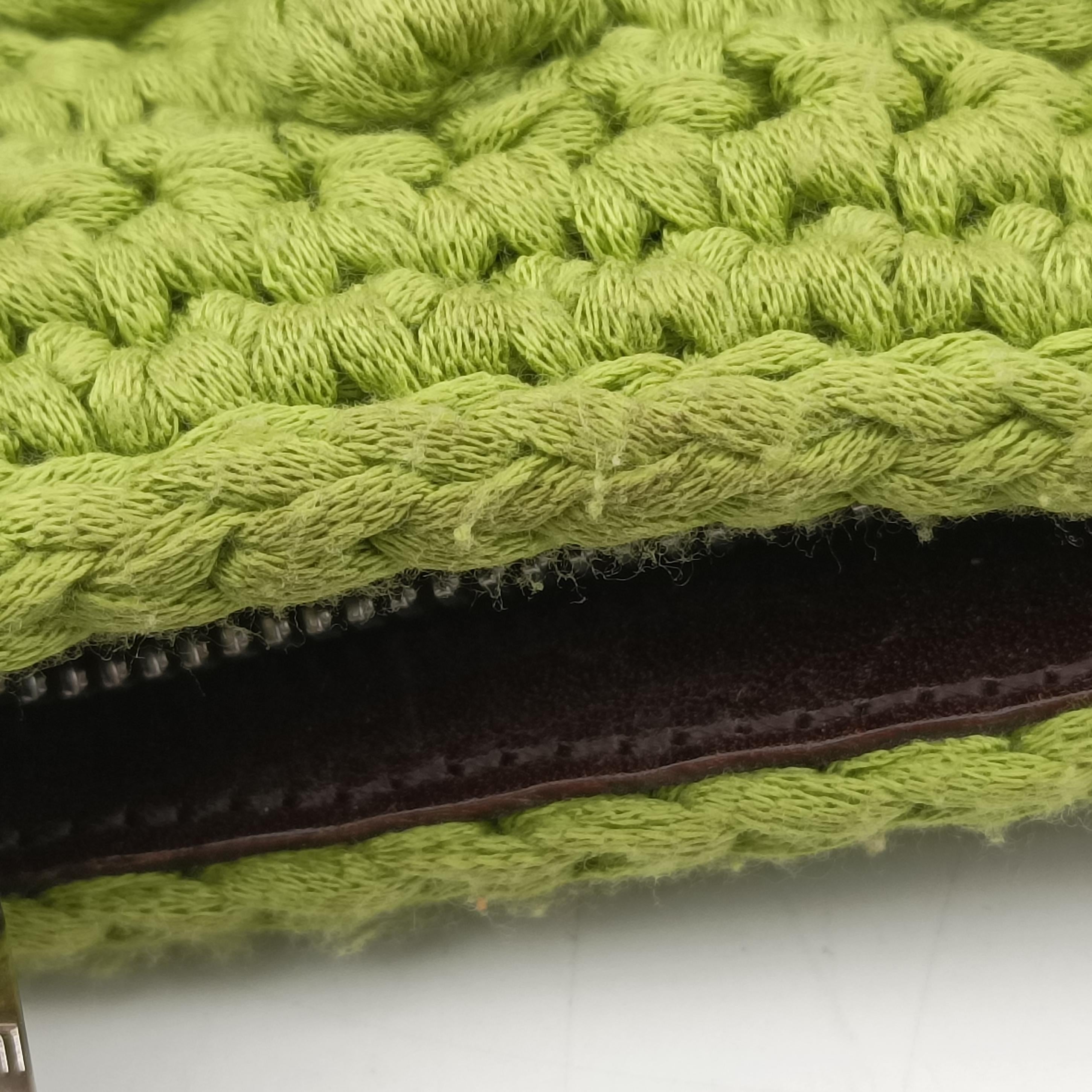 Pre-owned Fendi Mamma Baguette Green fabric  shoulderbag | stylenewstar